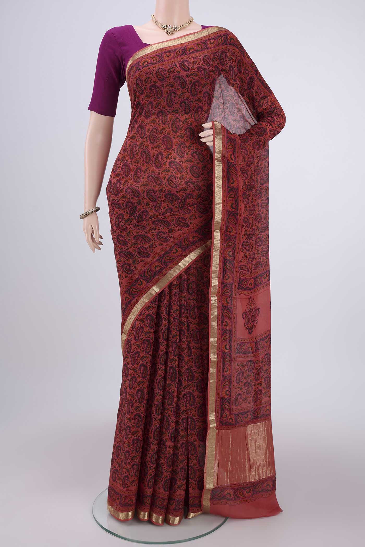 Coral Mysore Crepe Saree