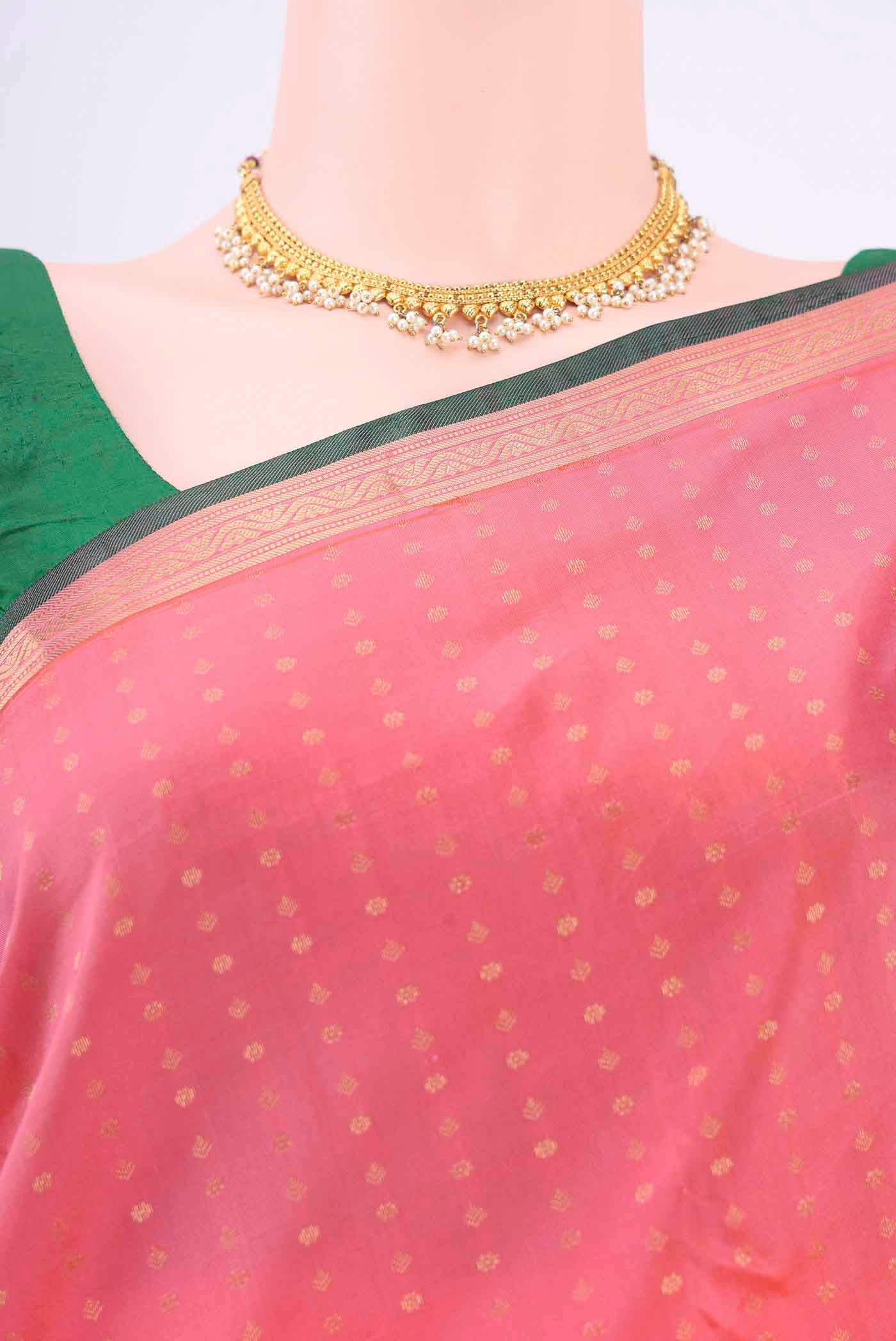 Rose pink Kanchipuram Silk Saree - Image 2