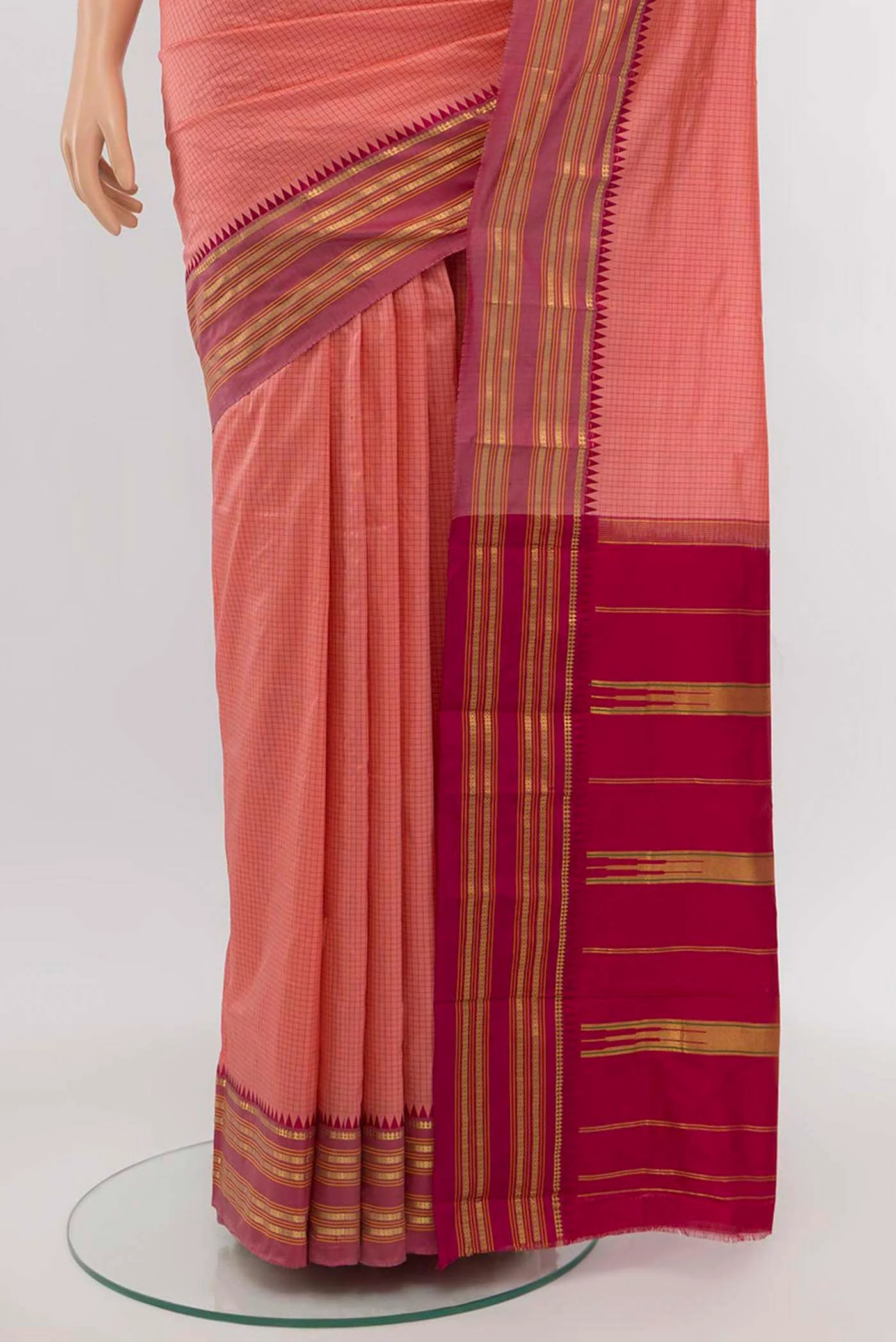 Coral Narayanpet Silk Saree - Image 3