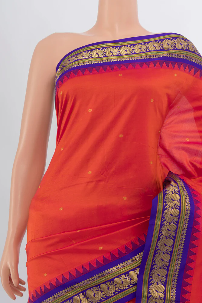Orange Bangalore Silk Saree - Image 2