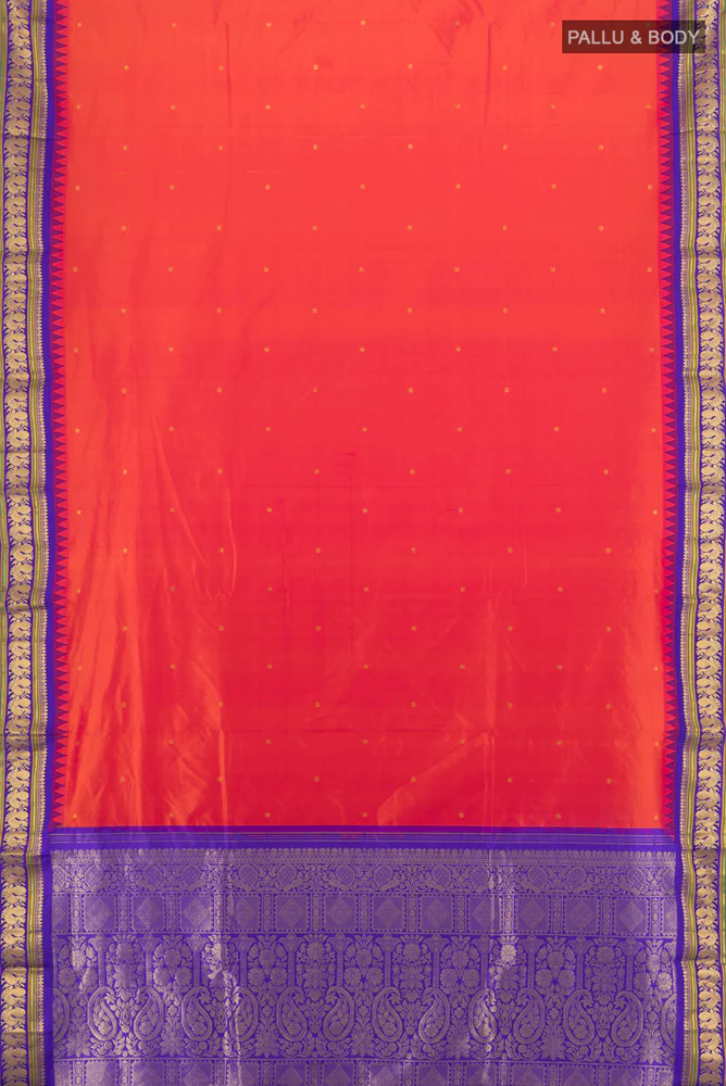 Orange Bangalore Silk Saree - Image 5