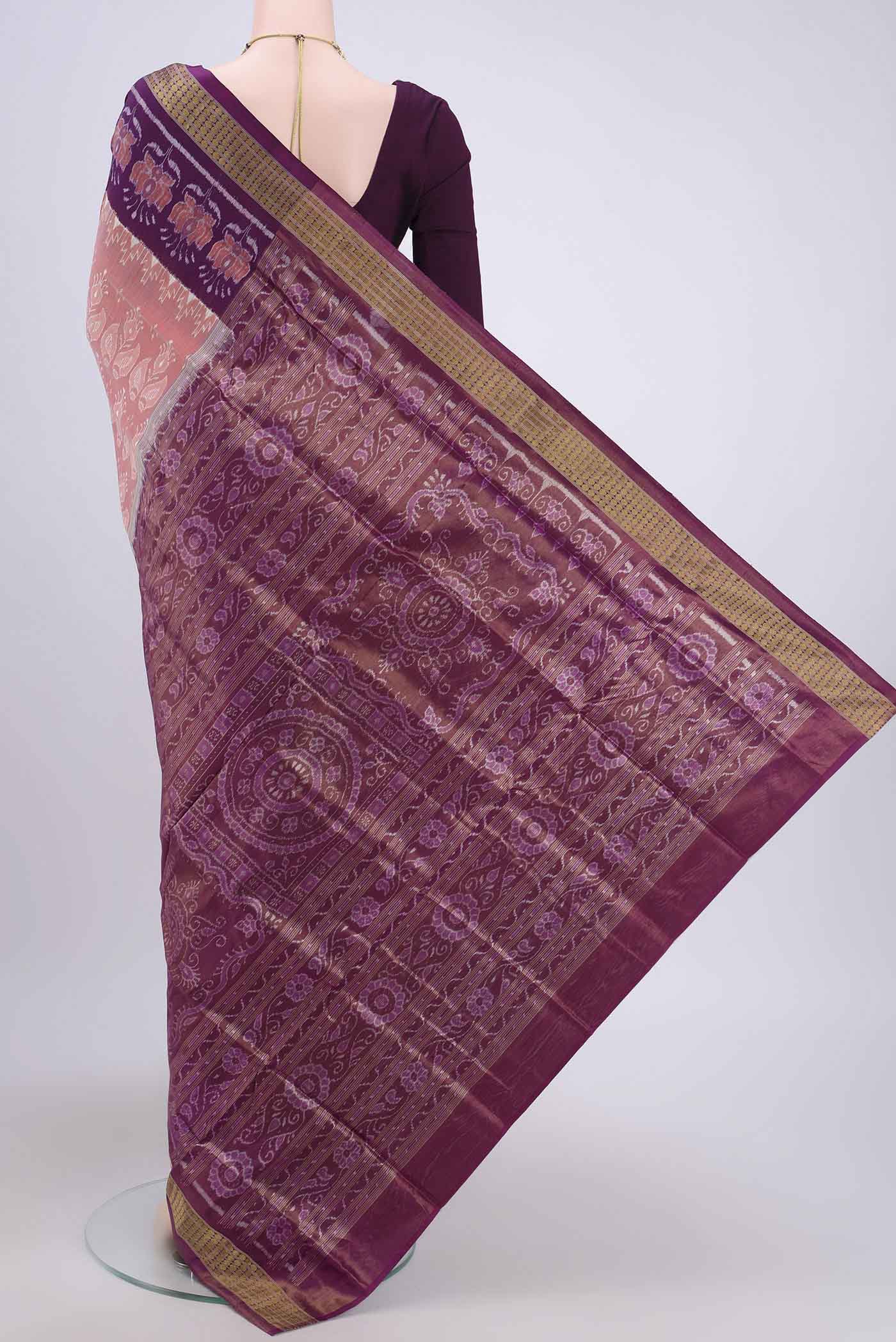 Peach Orissa Silk Saree - Image 3