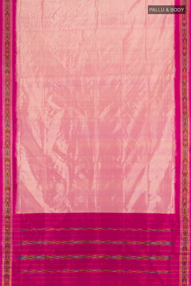 Rose pink Pochampally Silk Saree - Image 4
