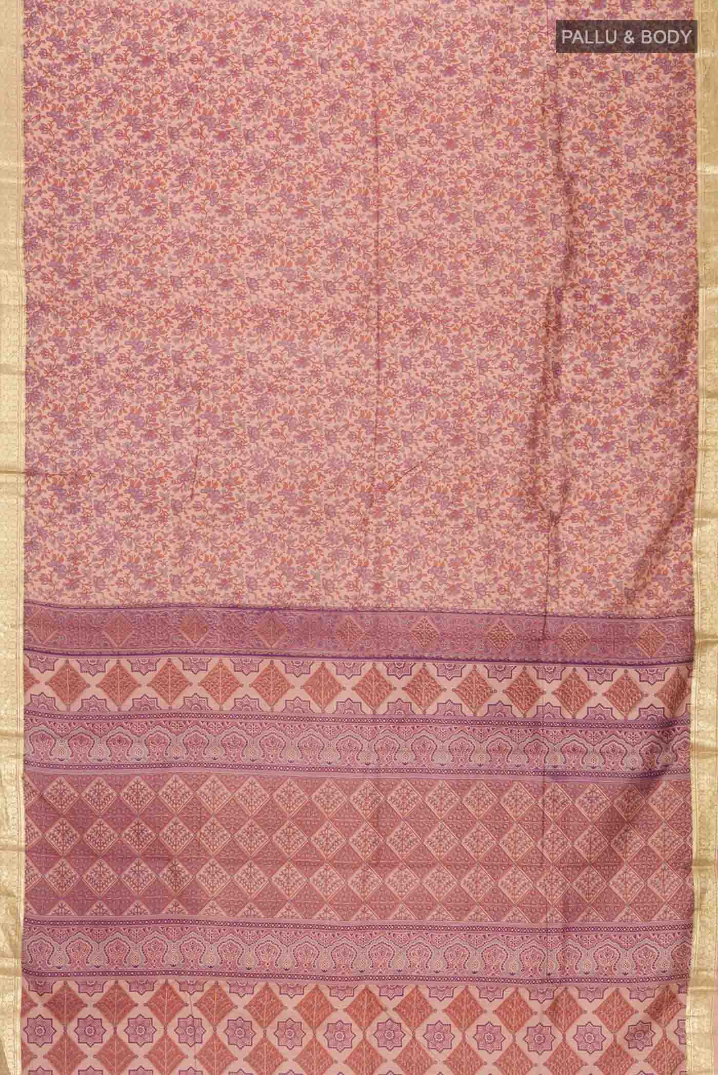 Peach Printed Silk Saree - Image 3