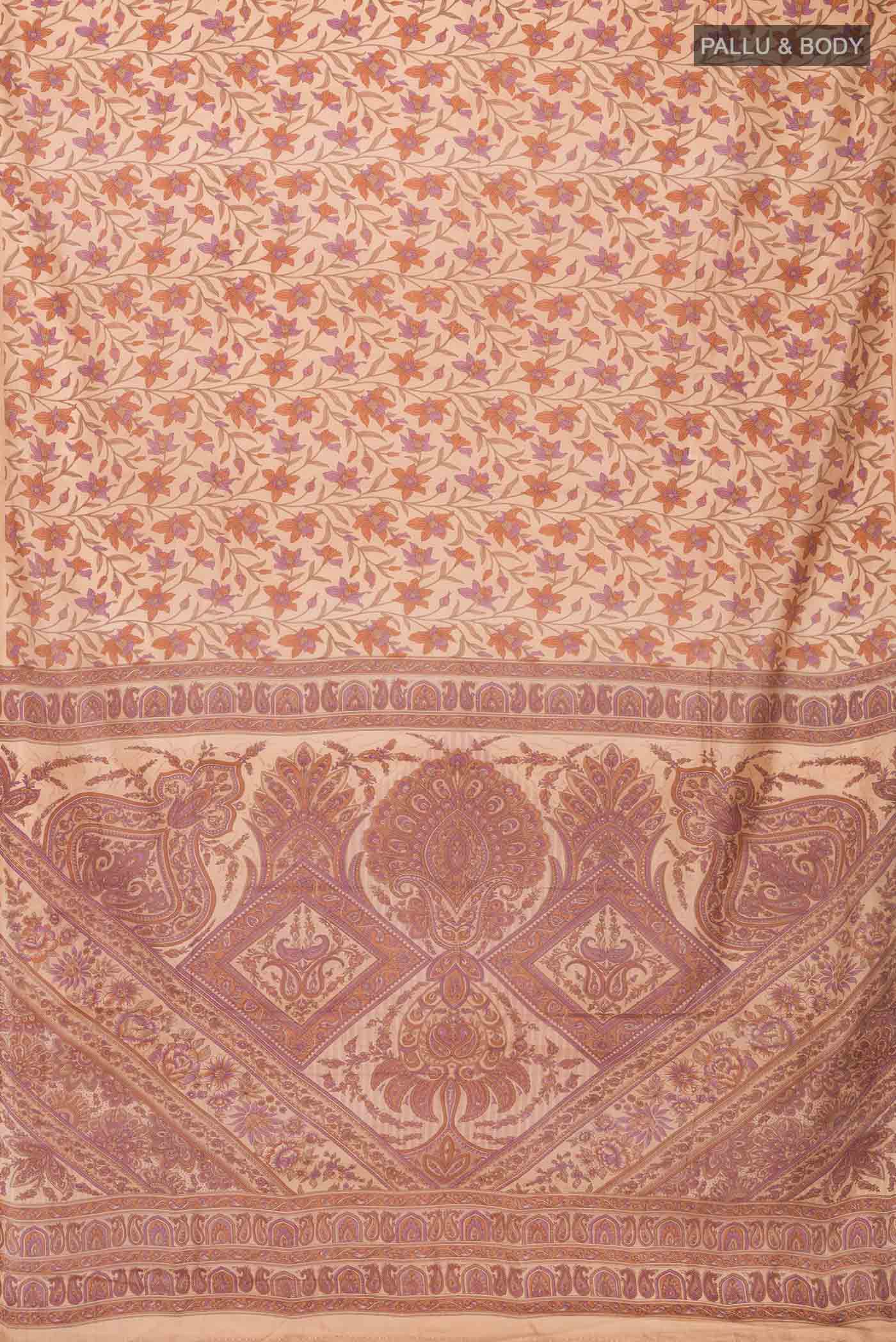 Peach Printed Silk Saree - Image 3