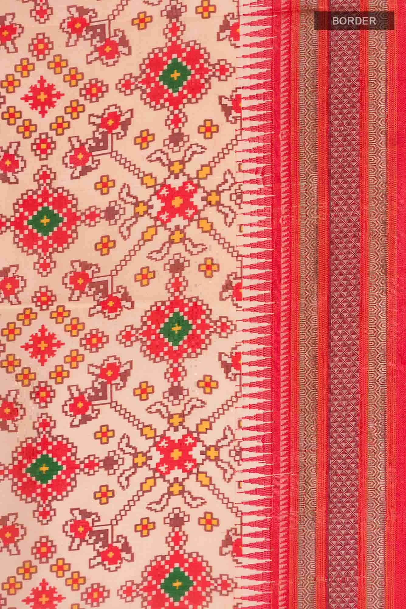 Peach Printed Silk Saree - Image 5