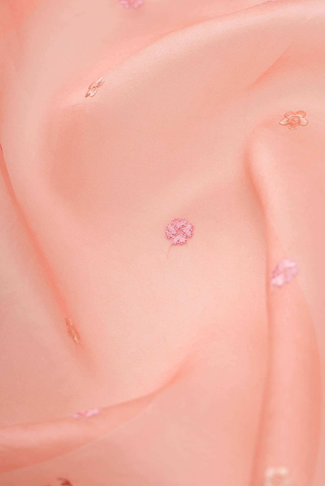 Lover’s lush Peach floral design saree from Embroidered Romance Collection by Nalli - Image 4