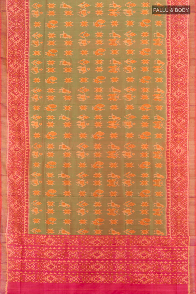 Light Green Rajkot Patola Silk Saree - Image 5