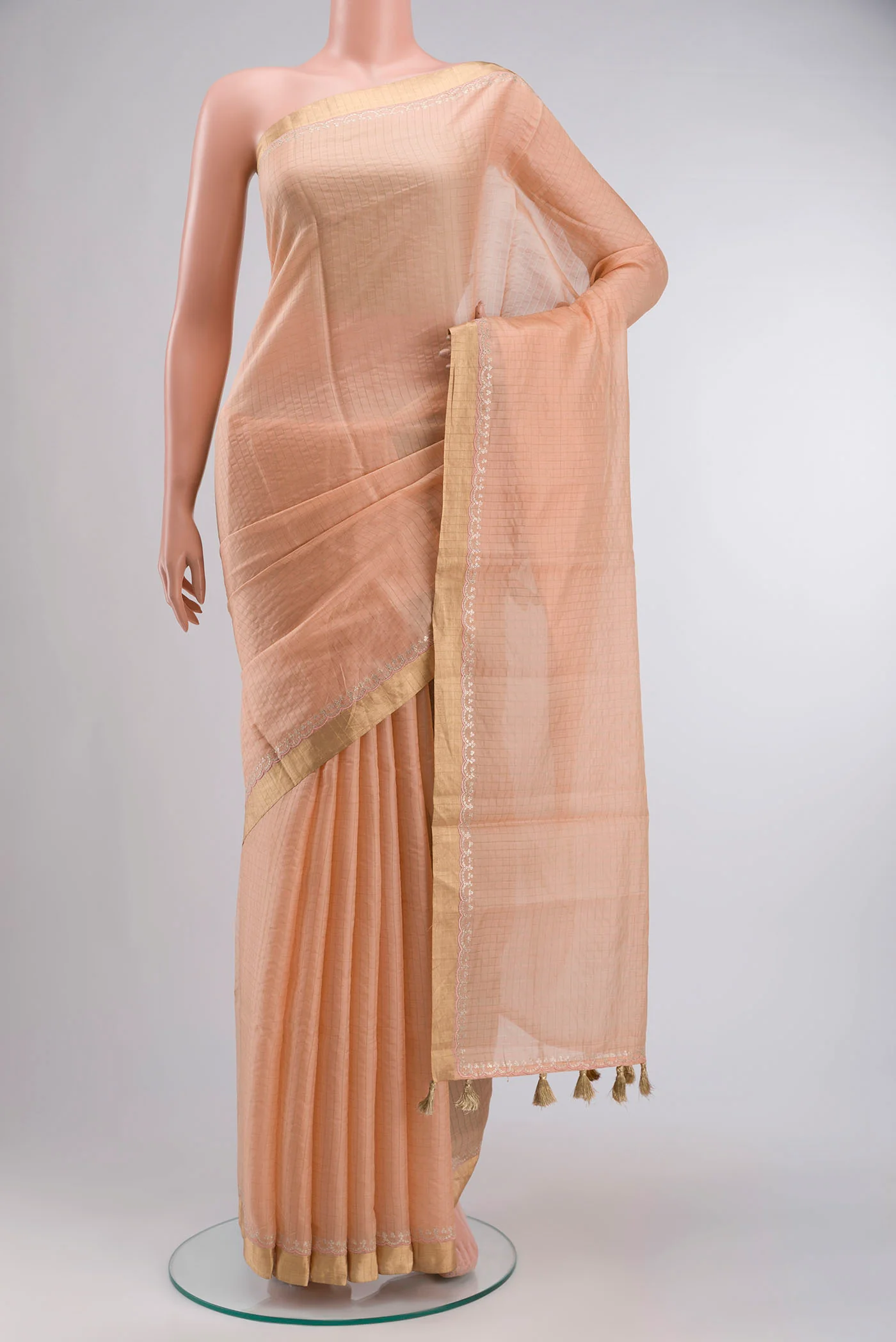 Peach Raw Silk Saree