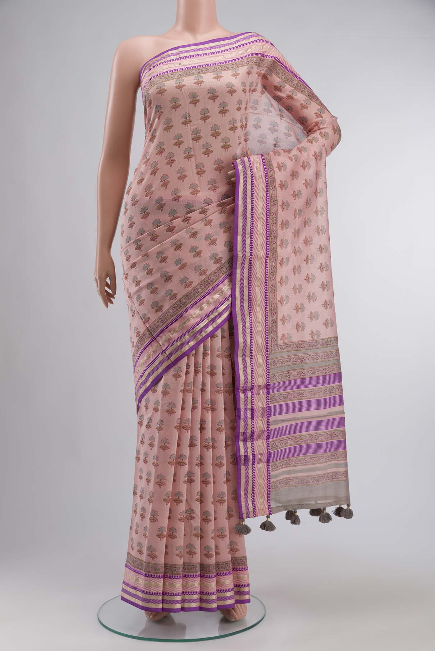 Peach Silk Cotton Saree