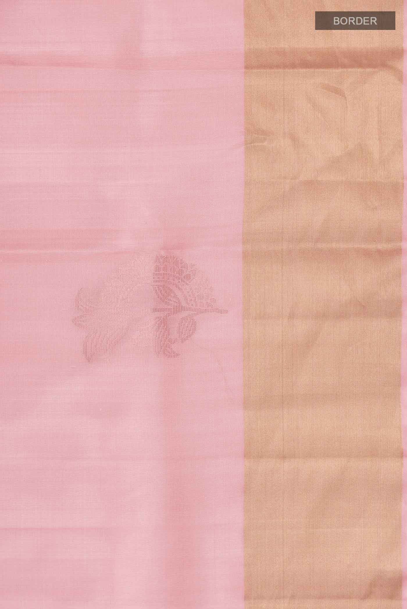 Rose pink Soft Silk Saree - Image 3