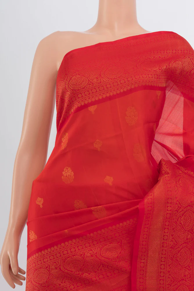 Orange Soft Silk Saree - Image 2
