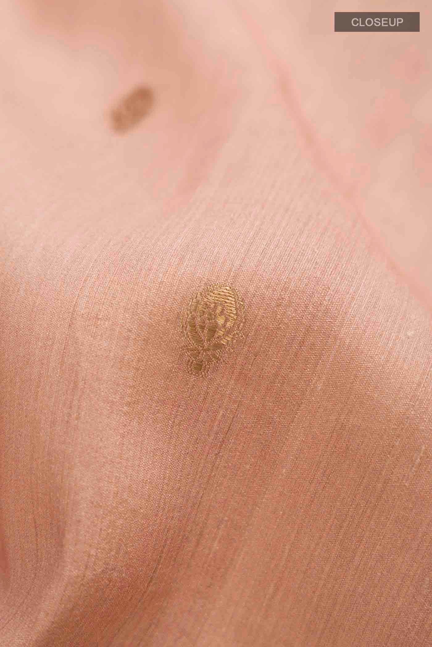 Peach Tussar Silk Saree - Image 2