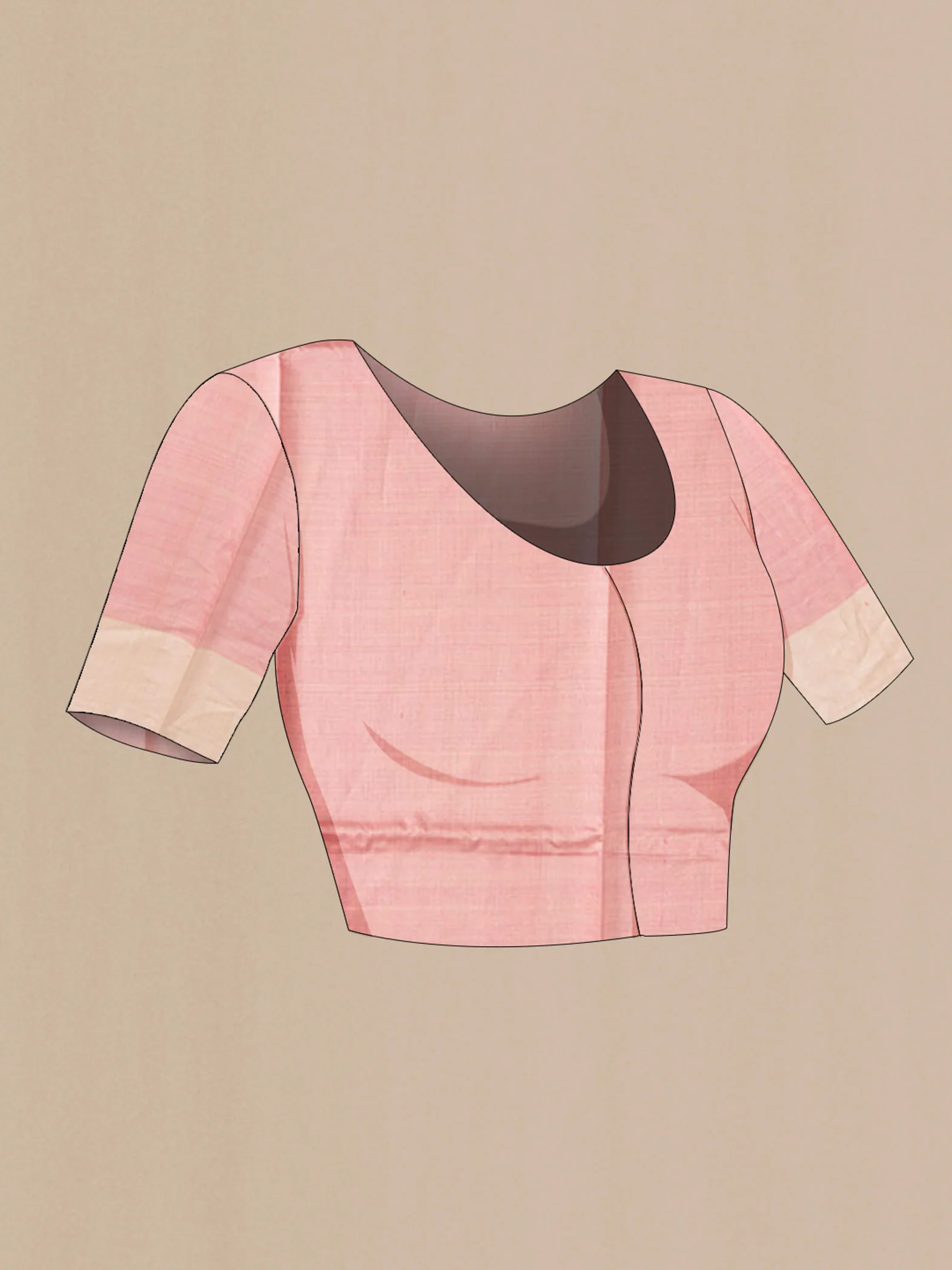 Peach Tussar Silk Saree - Image 4