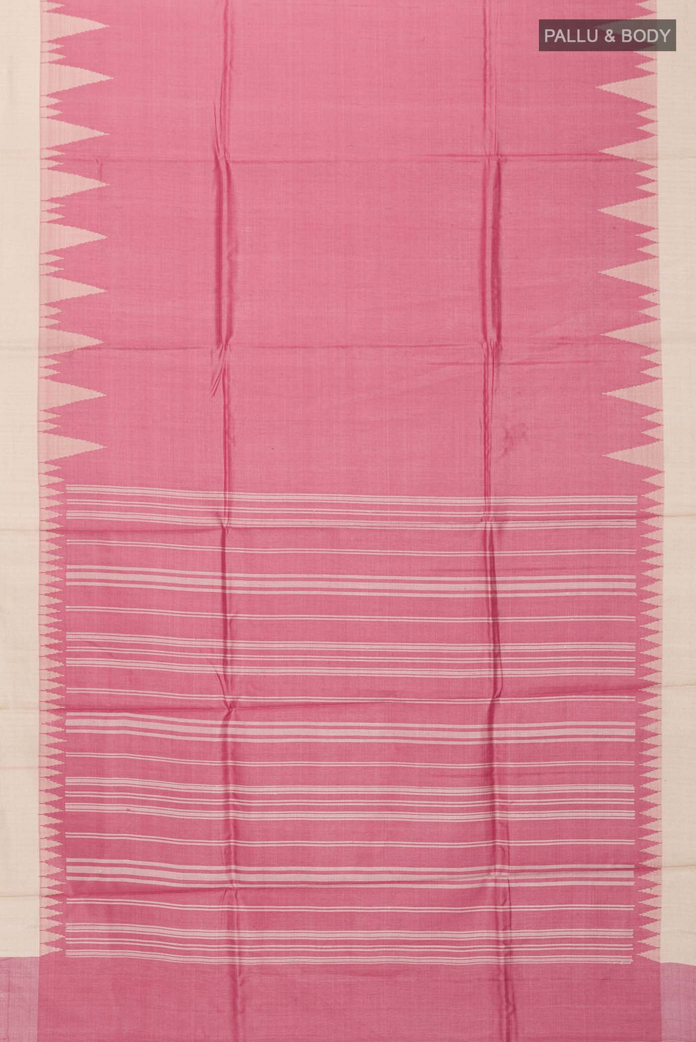 Peach Tussar Silk Saree - Image 5