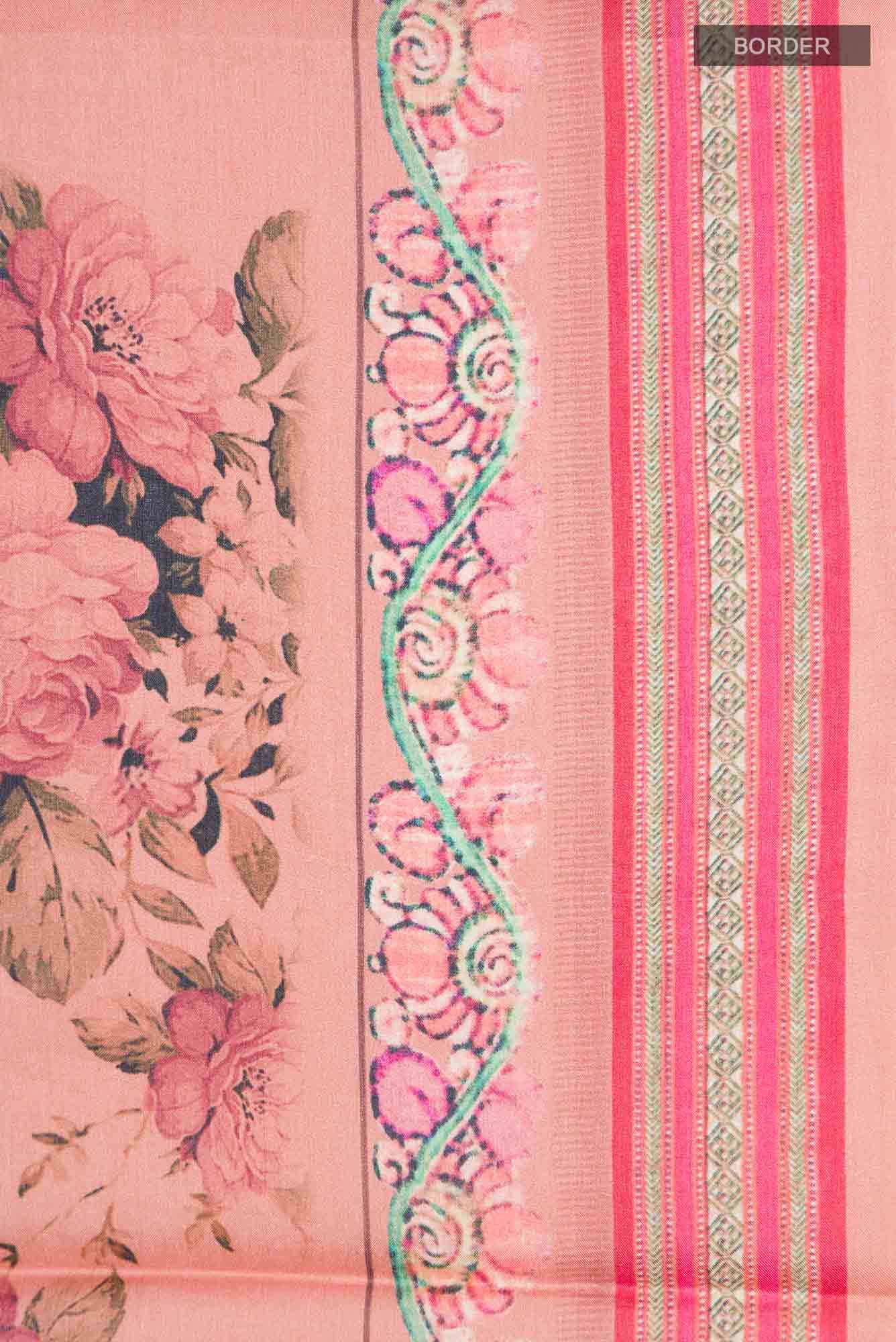 Peach Tussar Silk Saree - Image 4
