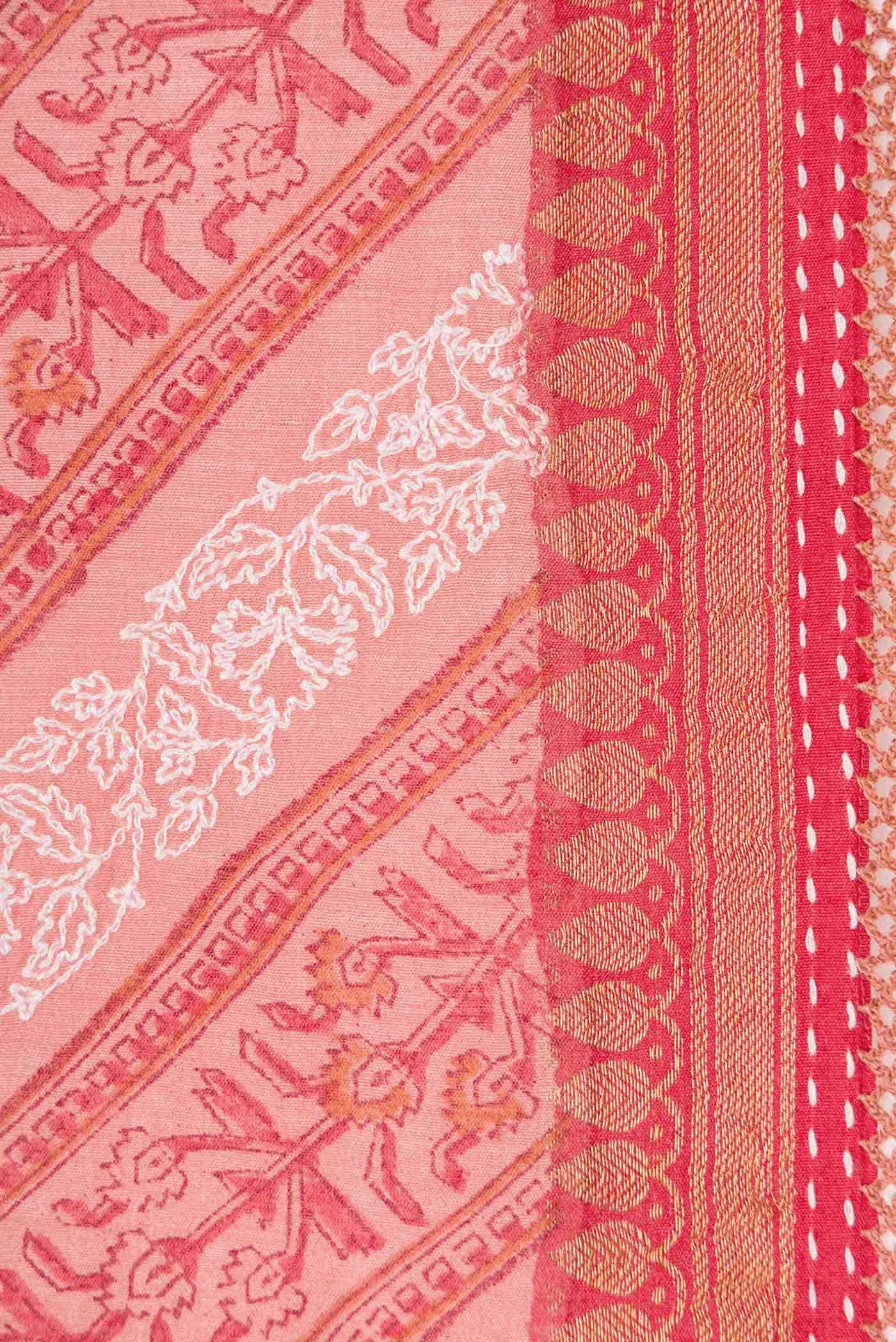 Peach Tussar Silk Saree - Image 3