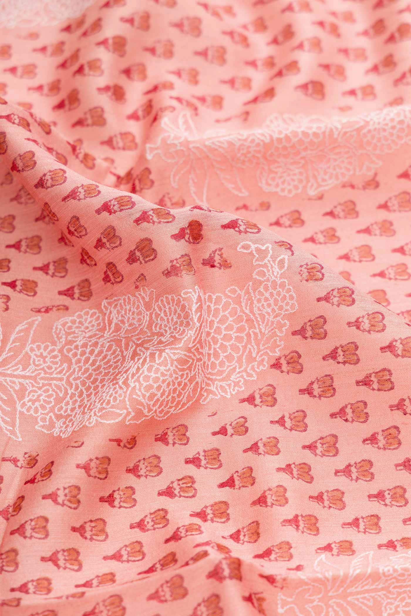 Peach Tussar Silk Saree - Image 2