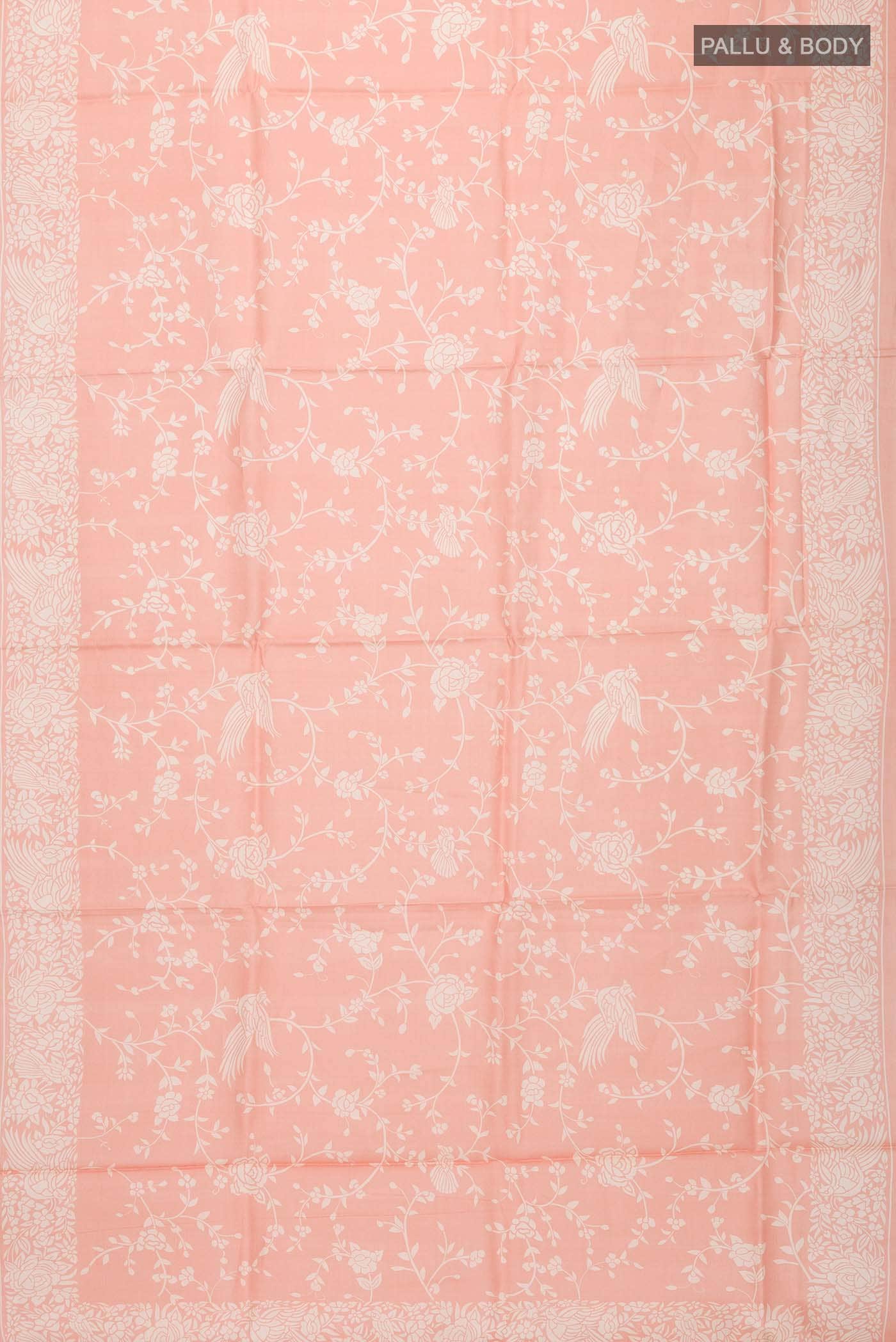 Peach Tussar Silk Saree - Image 3