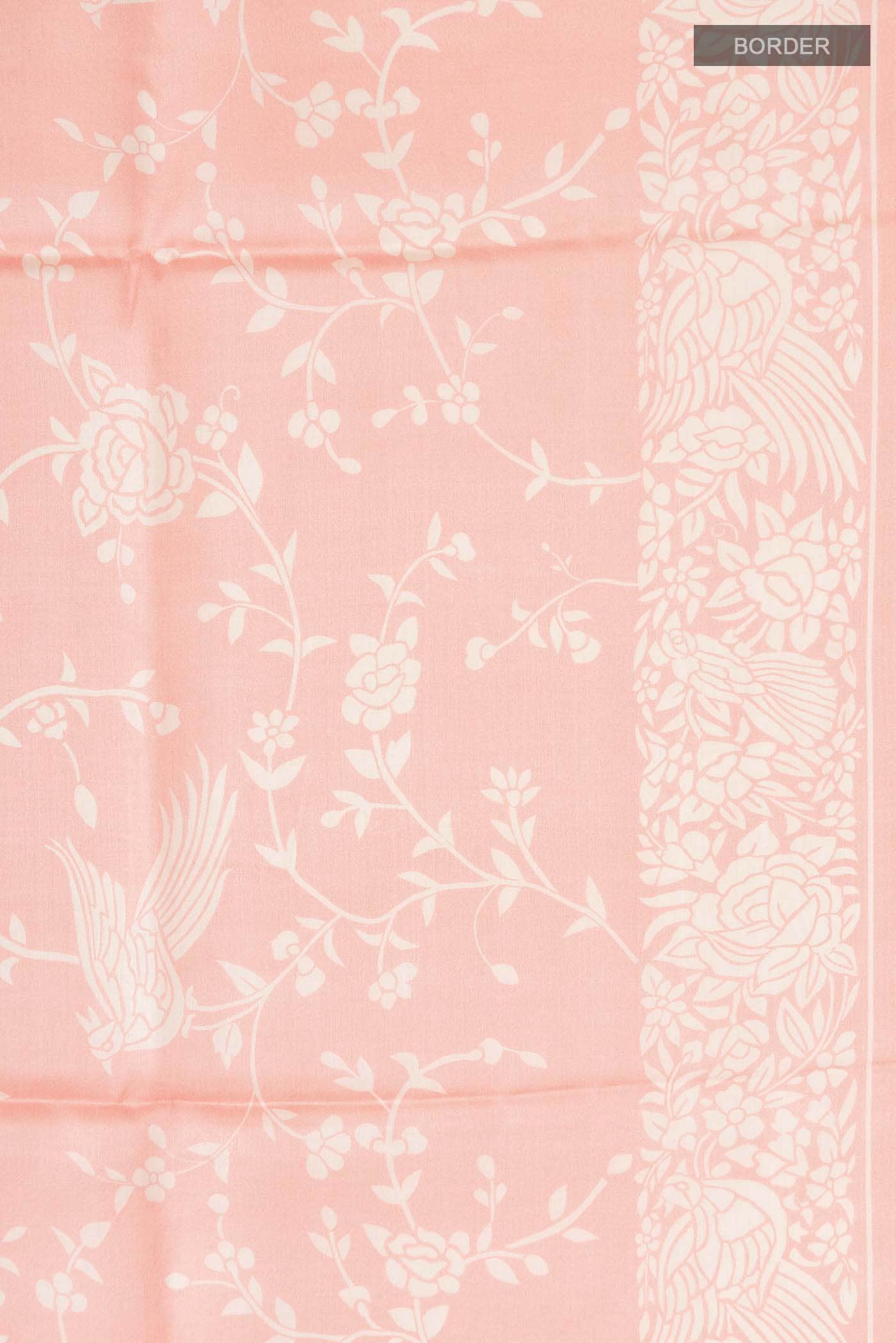 Peach Tussar Silk Saree - Image 4