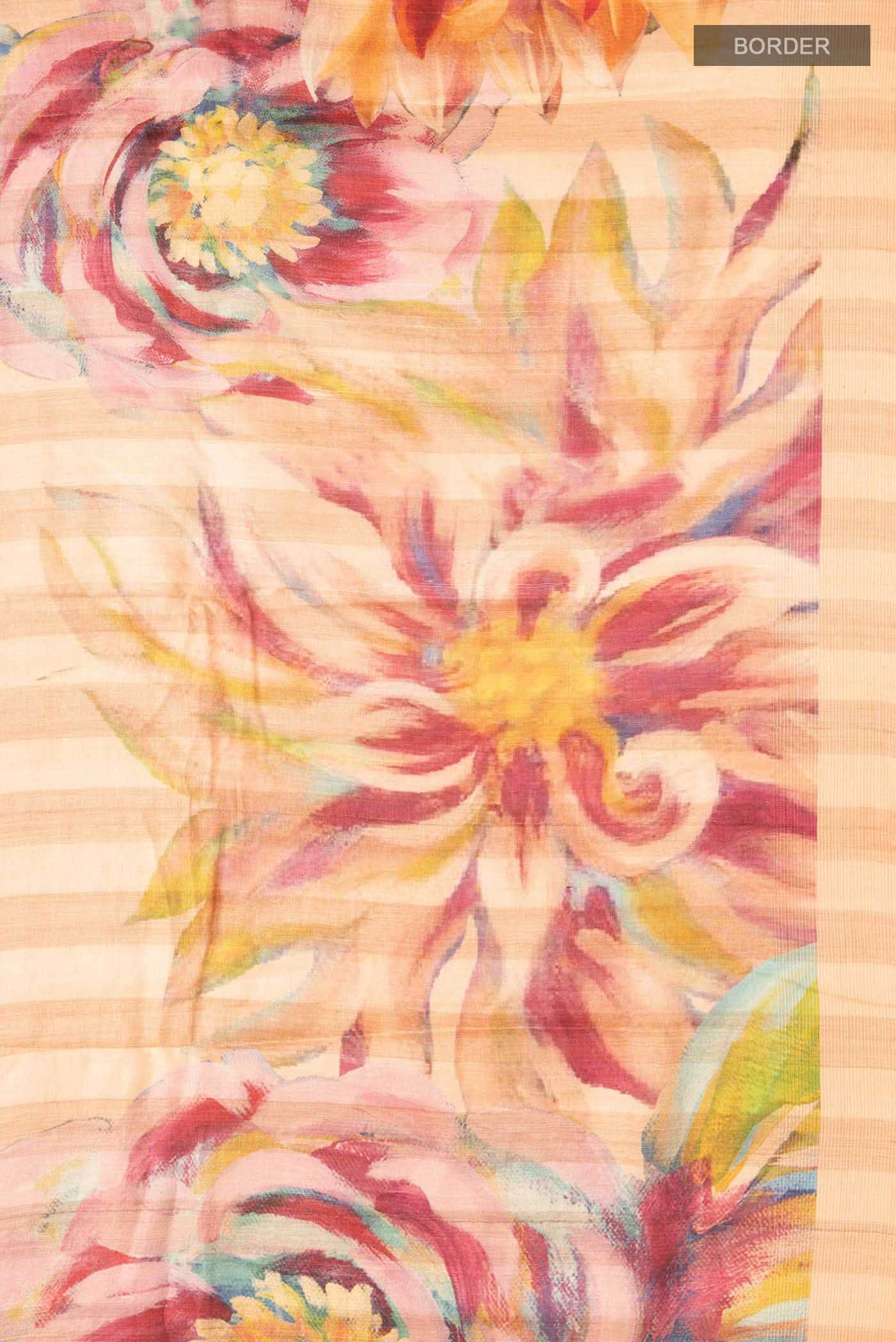 Peach Tussar Silk Saree - Image 4