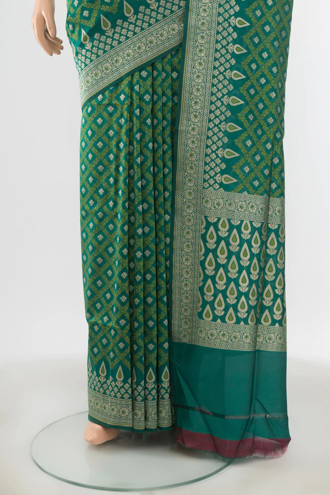 Green Banarasi Silk Saree - Image 3