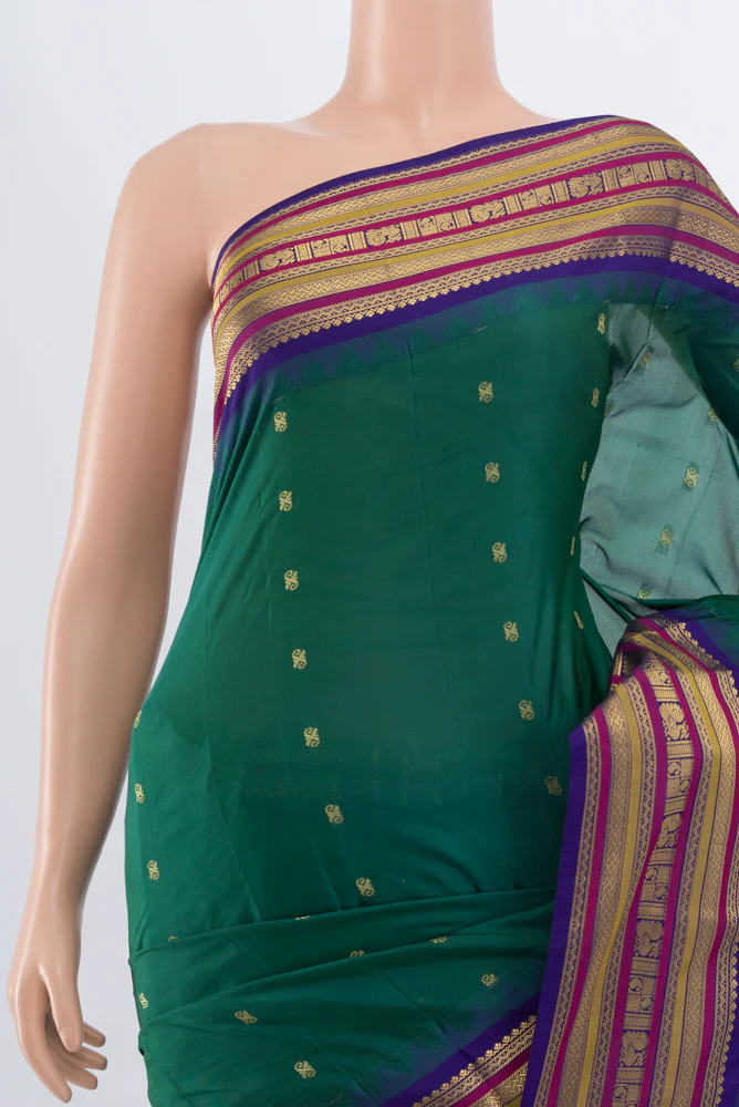 Green Blended Bangalore Silk Saree - Image 2