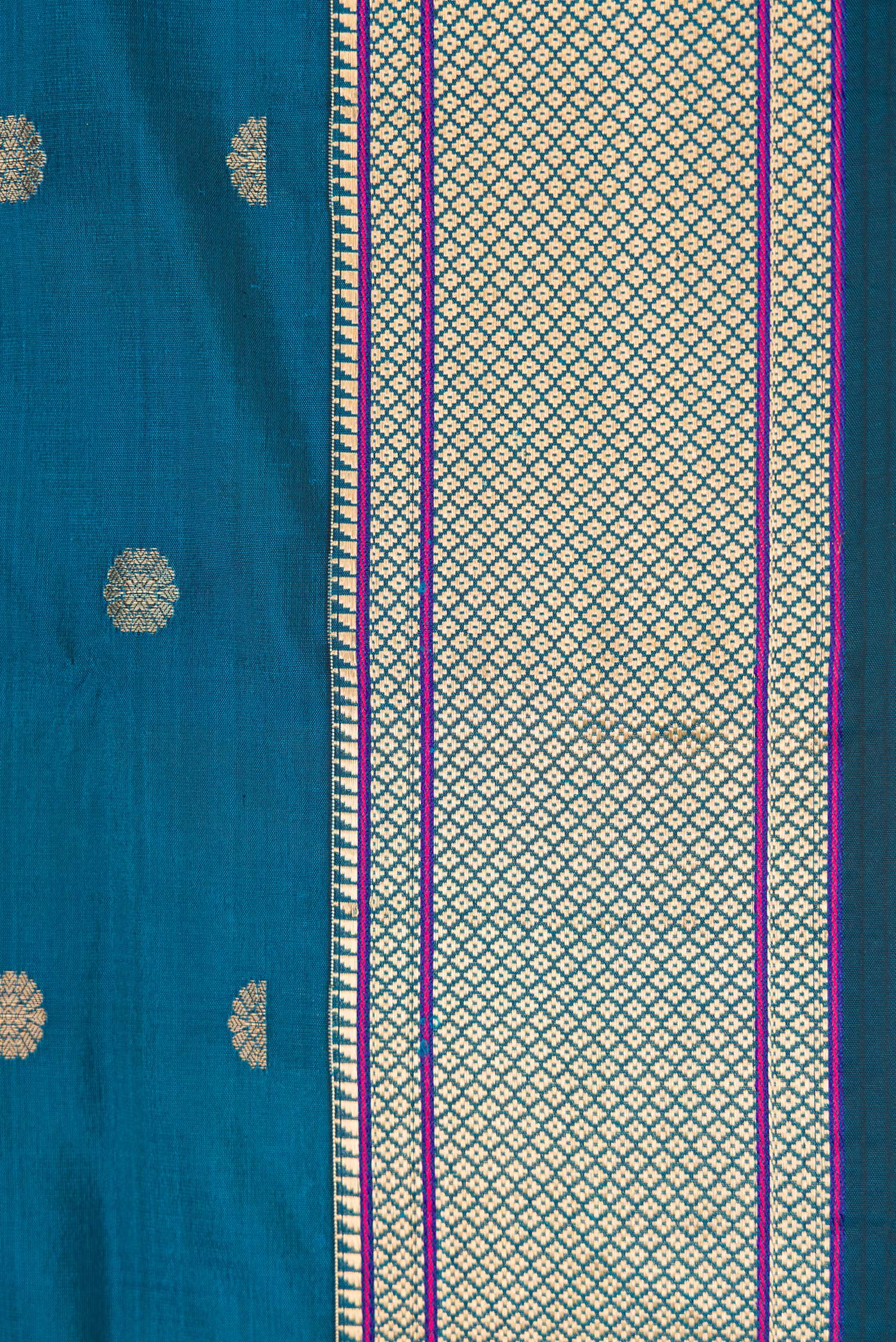 Peacock Blue Blended Paithani Silk Saree - Image 3