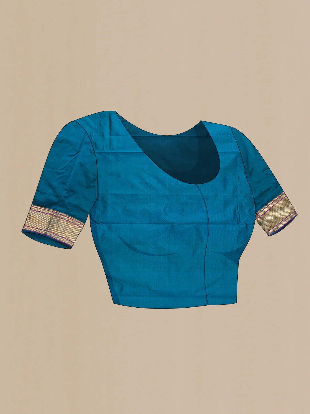 Peacock Blue Blended Paithani Silk Saree - Image 4