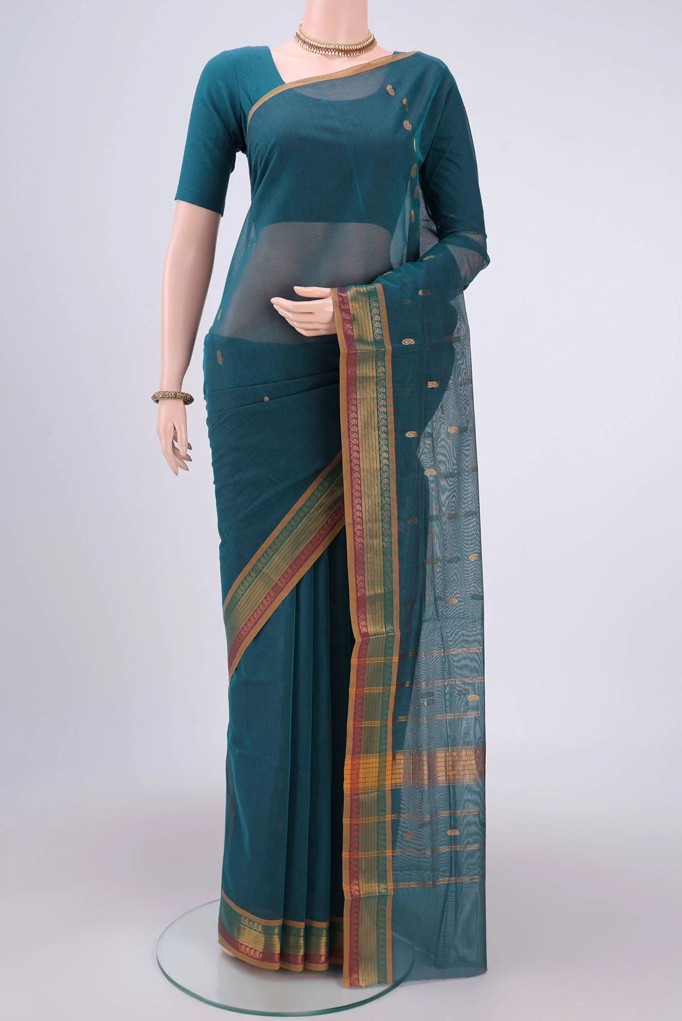 Peacock Blue Venkatagiri Cotton Saree