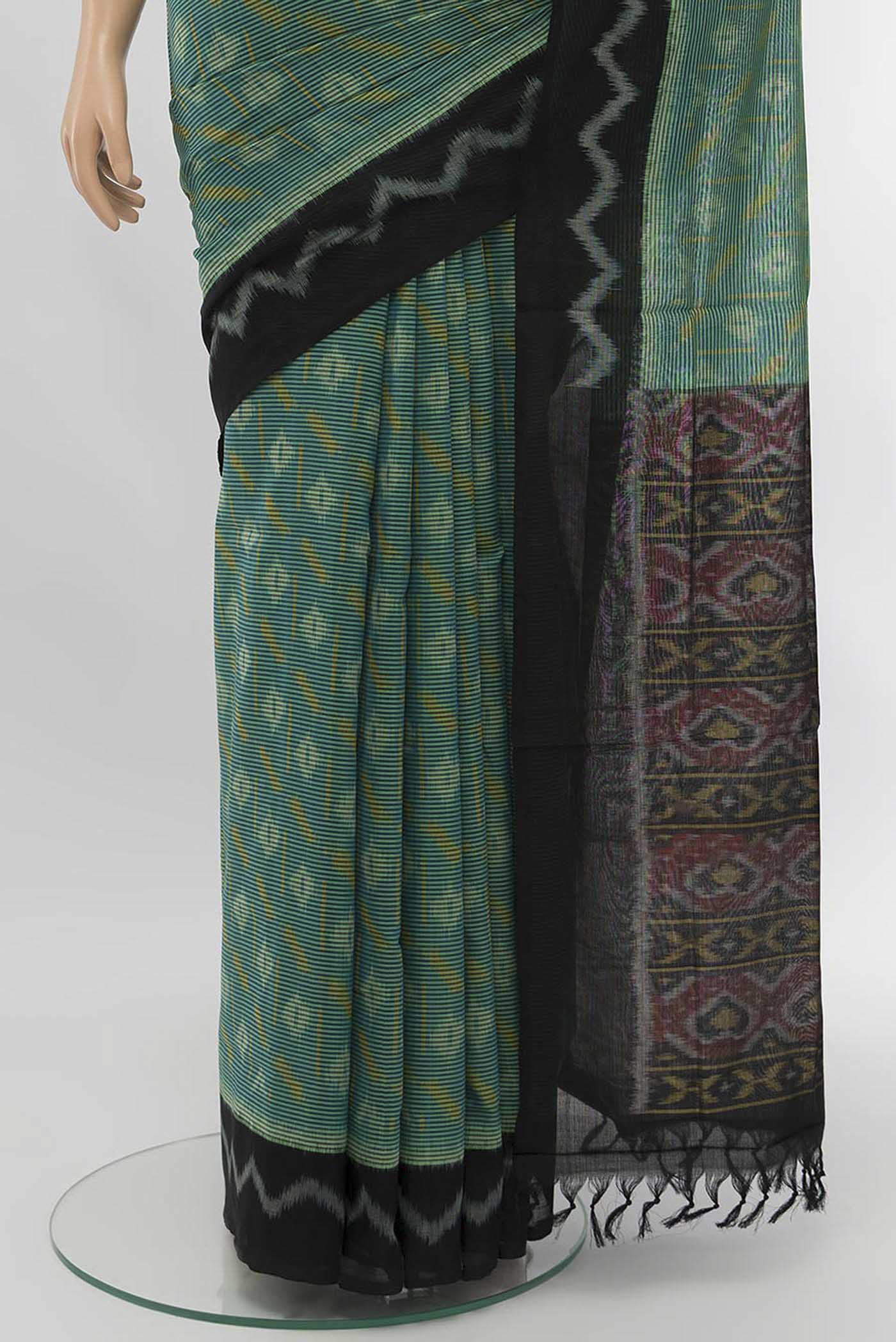 Blue Pochampally Cotton Saree - Image 3