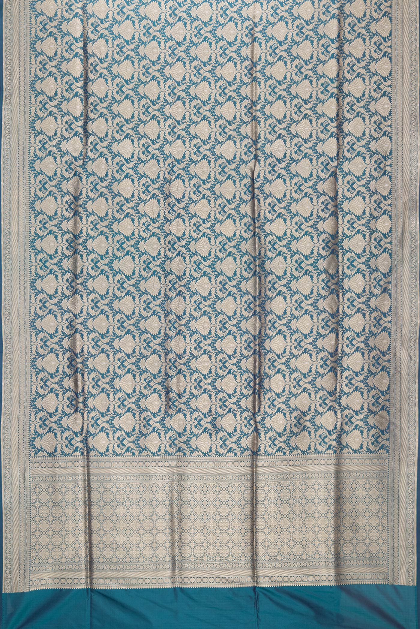 Peacock Blue Banarasi Silk Saree - Image 6