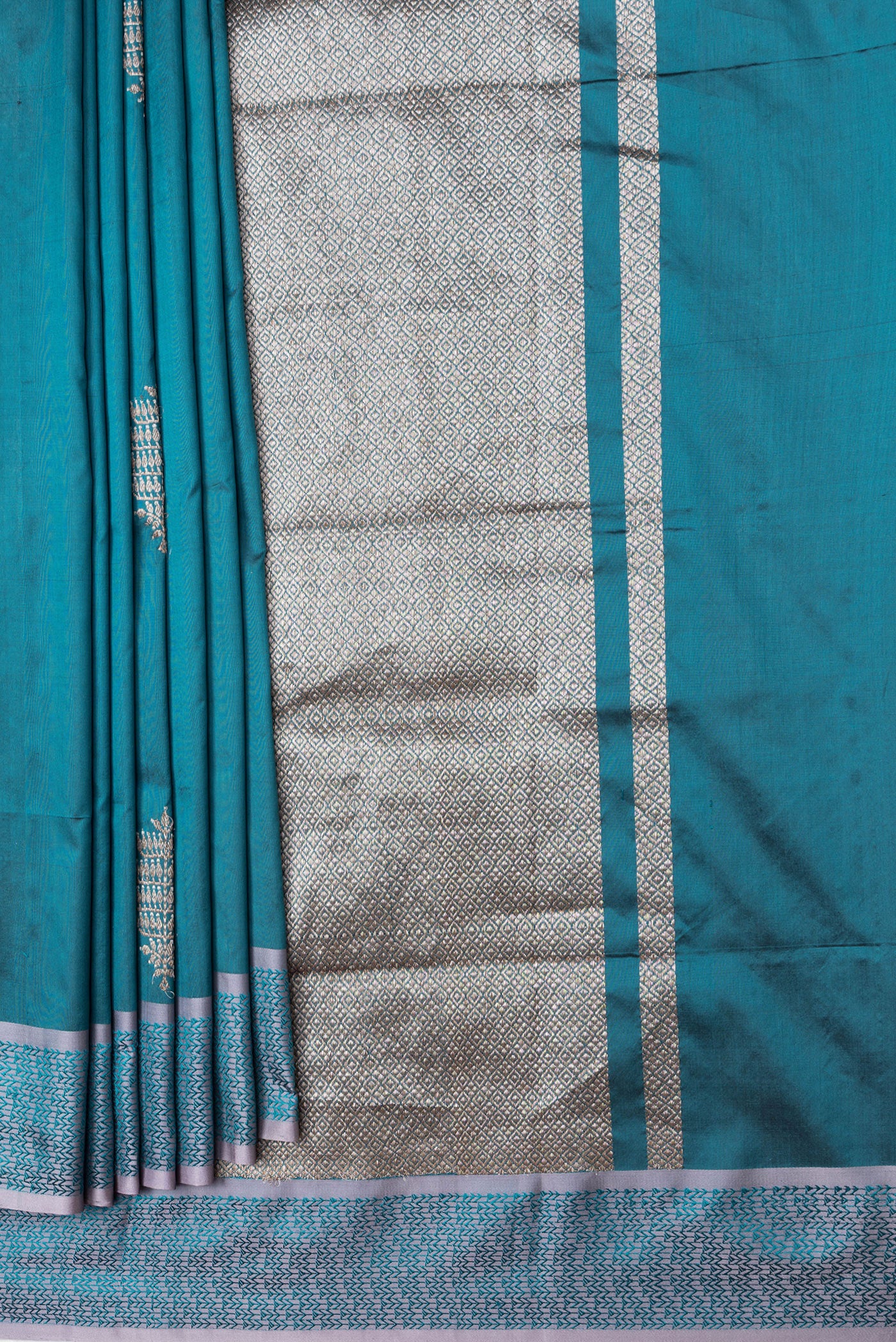 Blue Banarasi Katan Silk Saree - Image 4