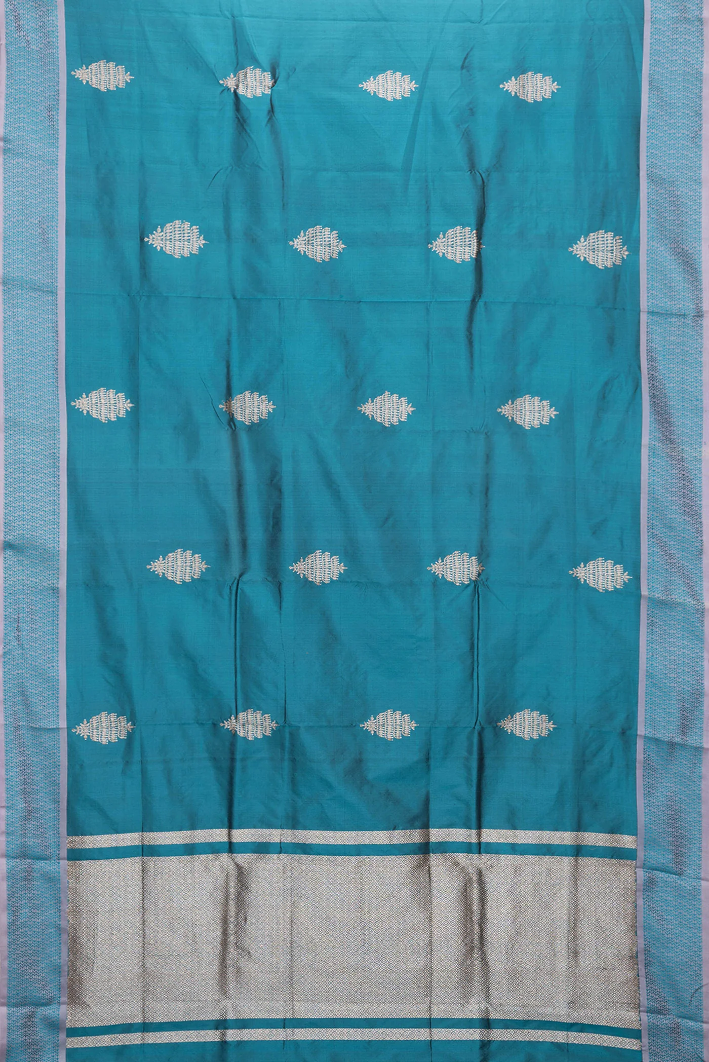 Blue Banarasi Katan Silk Saree - Image 6