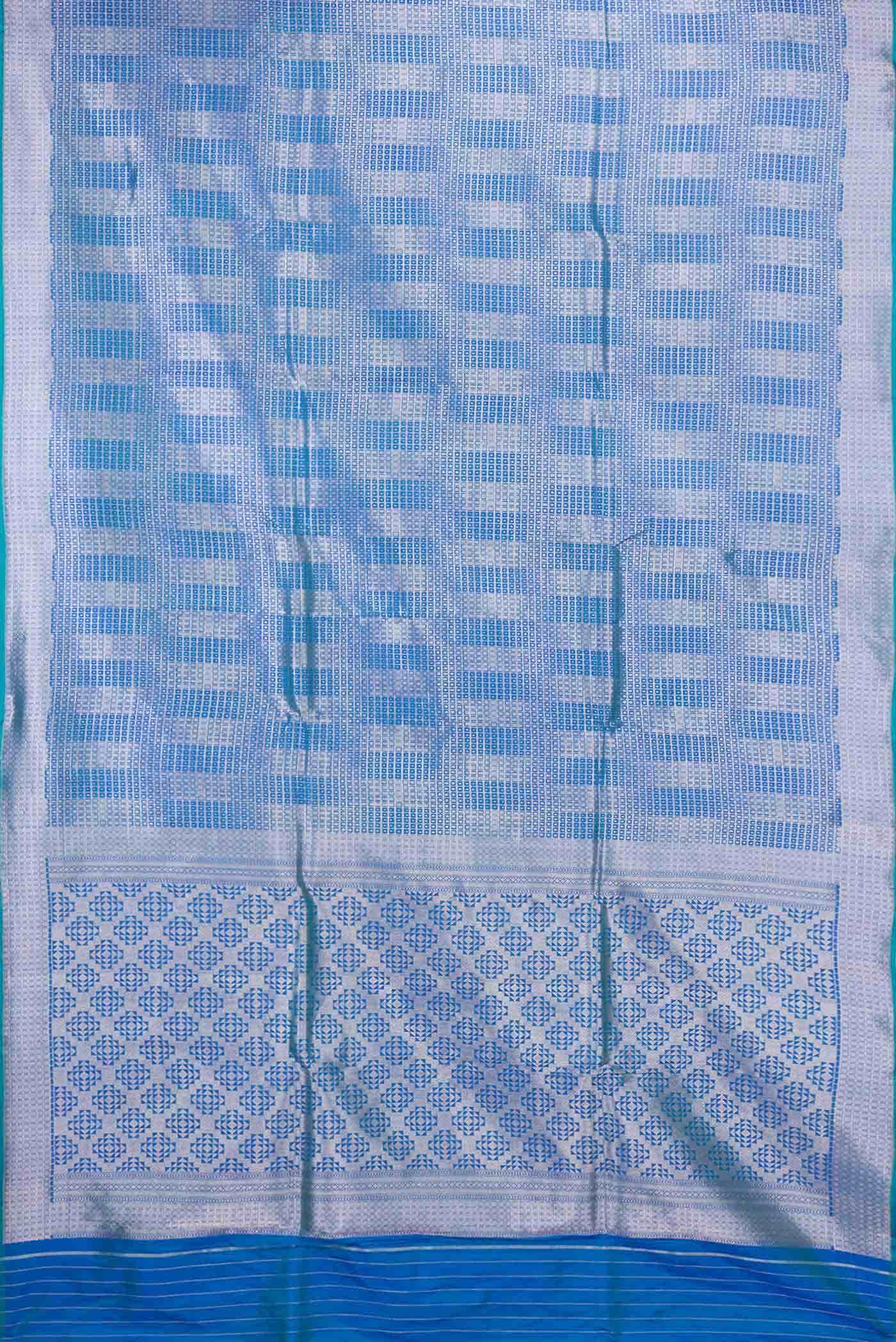 Peacock Blue Dual Tone Banarasi Silk Saree - Image 4