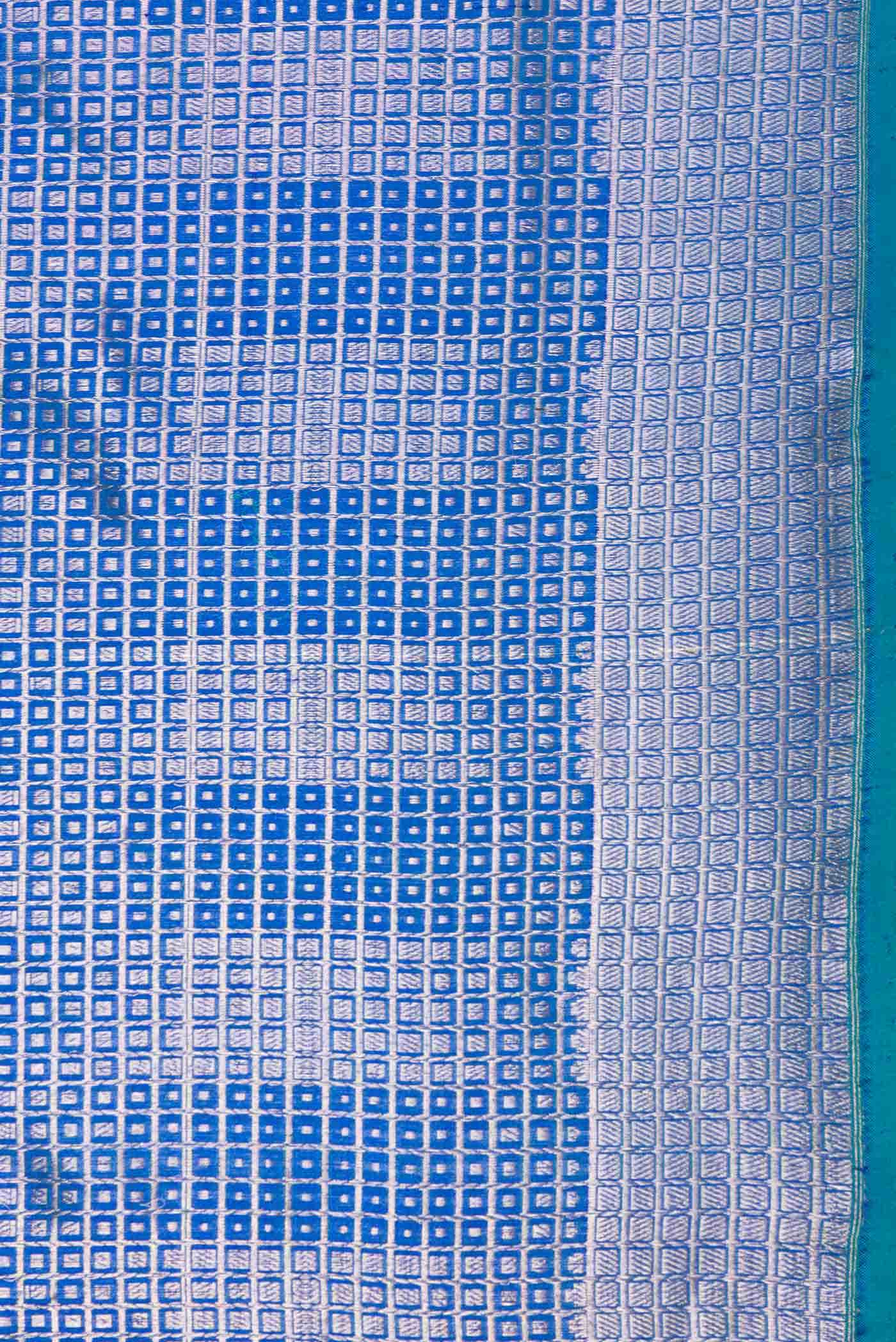 Peacock Blue Dual Tone Banarasi Silk Saree - Image 5