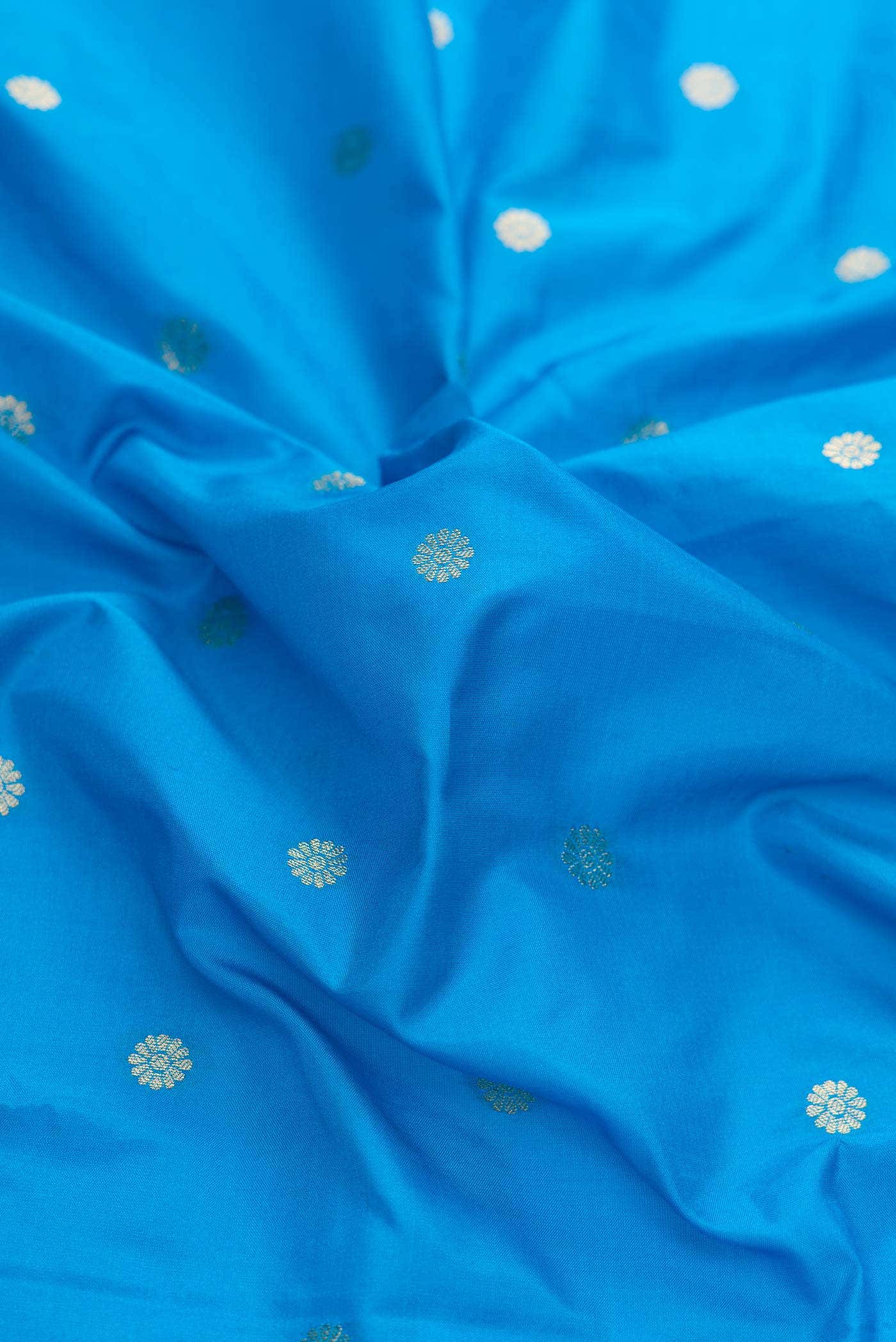 Peacock Blue Dual Tone Blended Paithani Silk Saree - Image 2