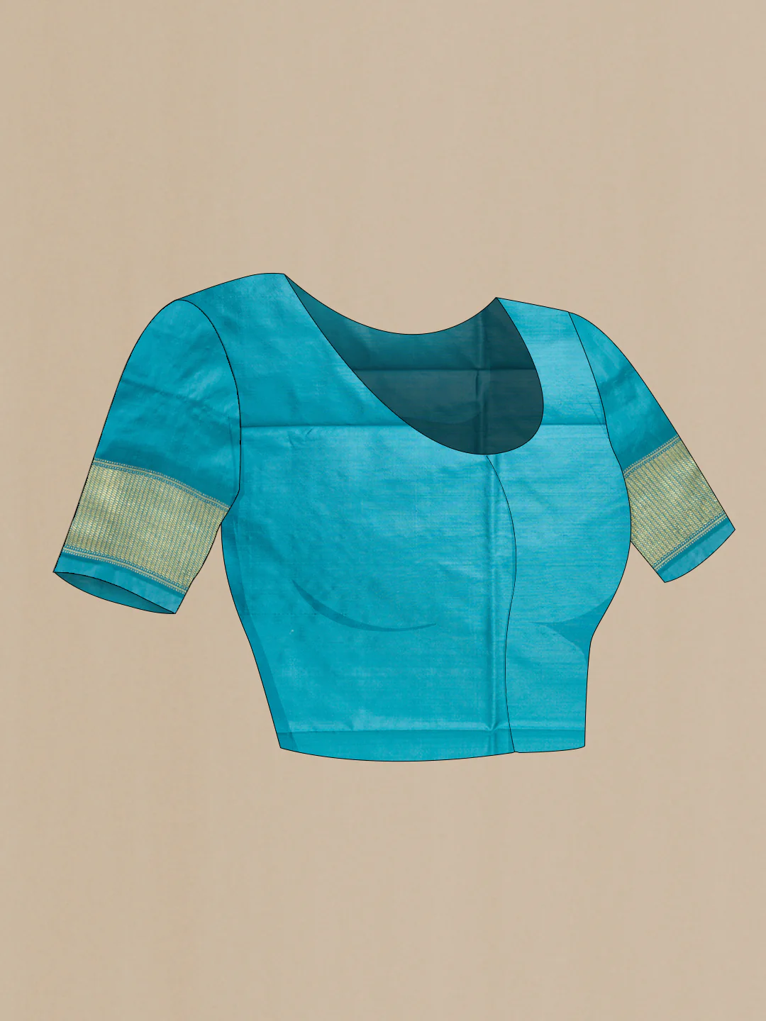 Peacock Blue Pochampally Silk Saree - Image 5