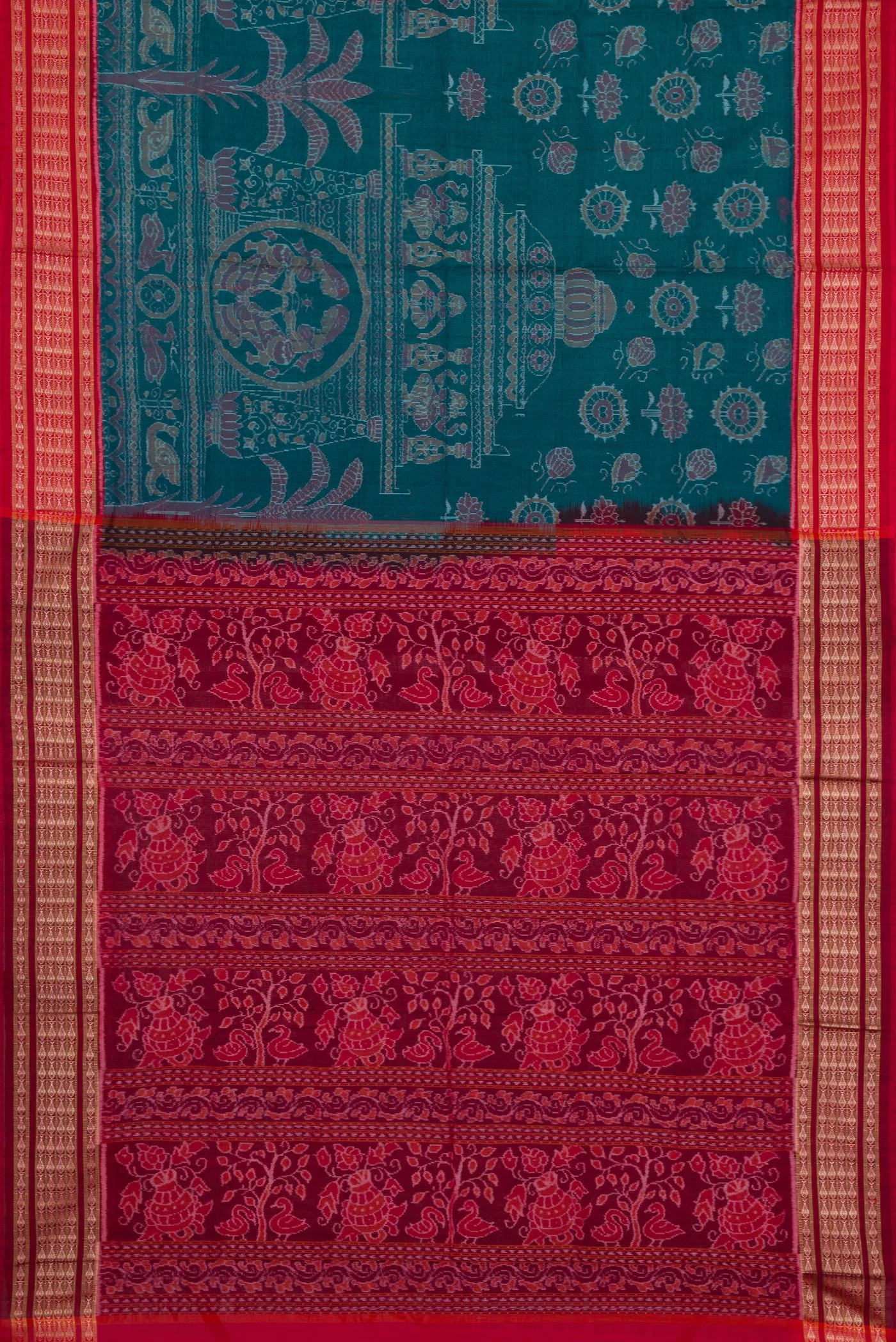 Peacock Blue Orissa Cotton Saree - Image 6