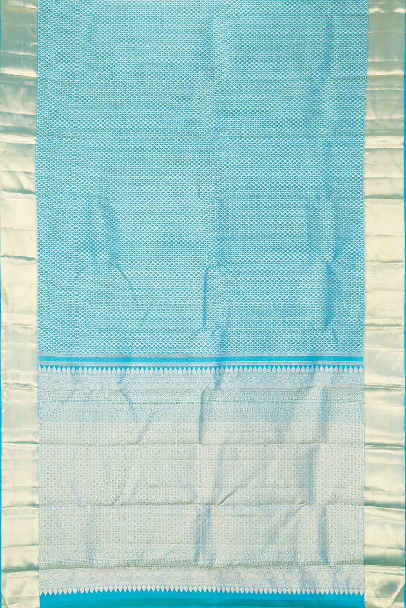 Peacock Blue Dual Tone Kanjivaram Saree - Image 6
