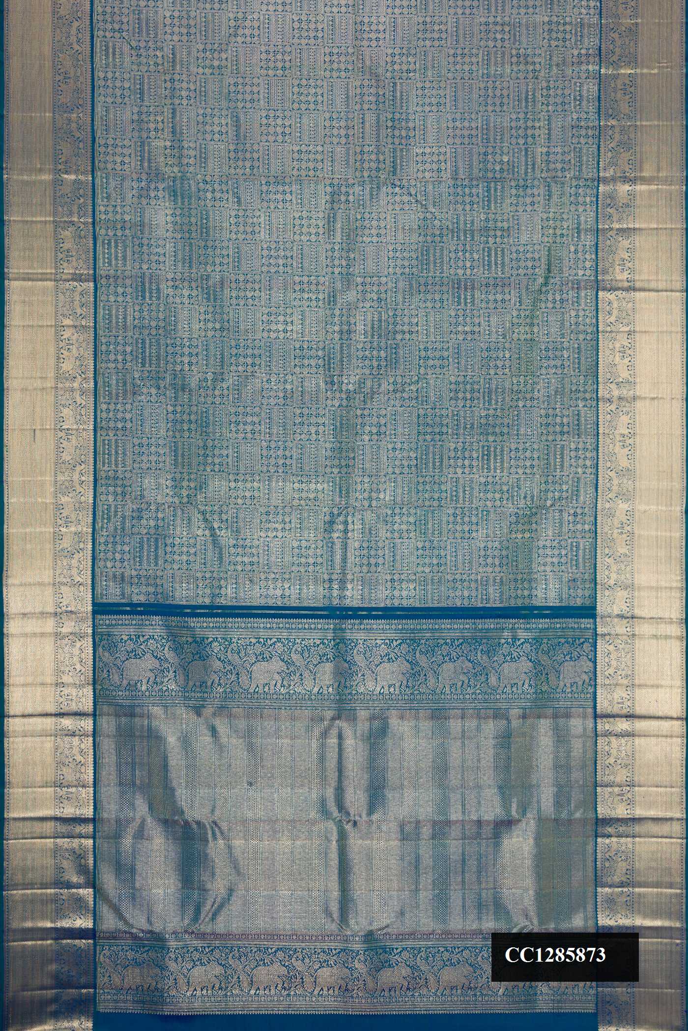 Peacock Blue Dual Tone Kanchipuram Silk Saree