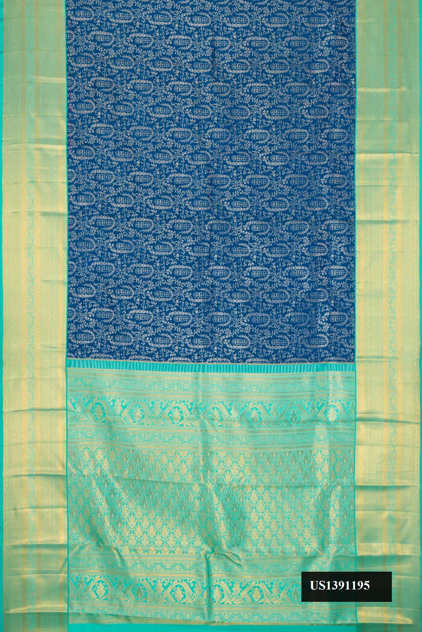 Peacock Blue Dual Tone Kanchipuram Silk Saree