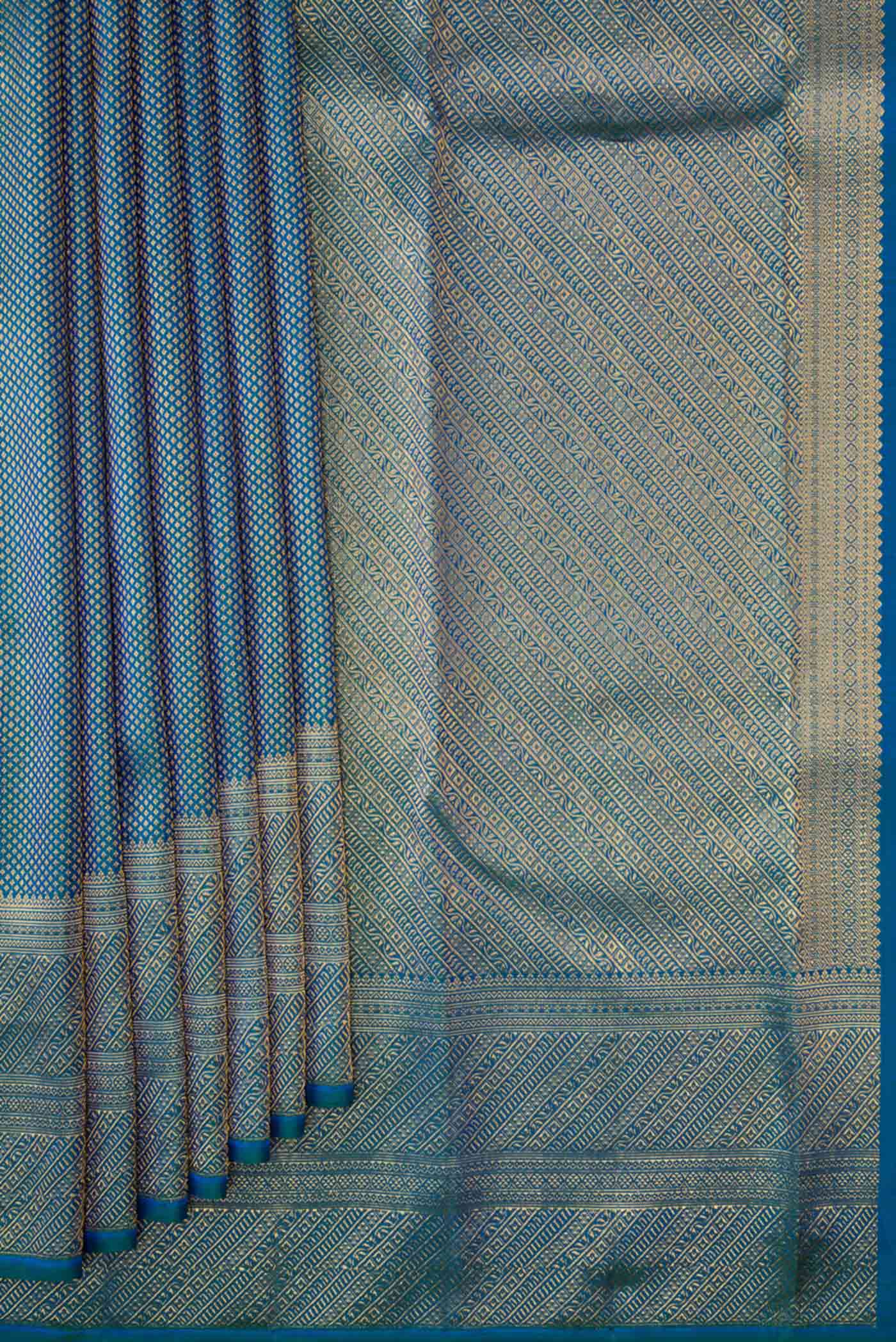 Blue Kanchipuram Silk Saree - Image 4