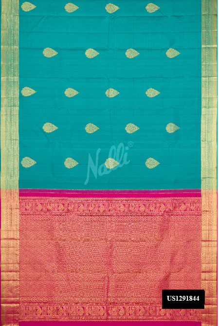 Peacock Blue Dual Tone Kanchipuram Silk Saree