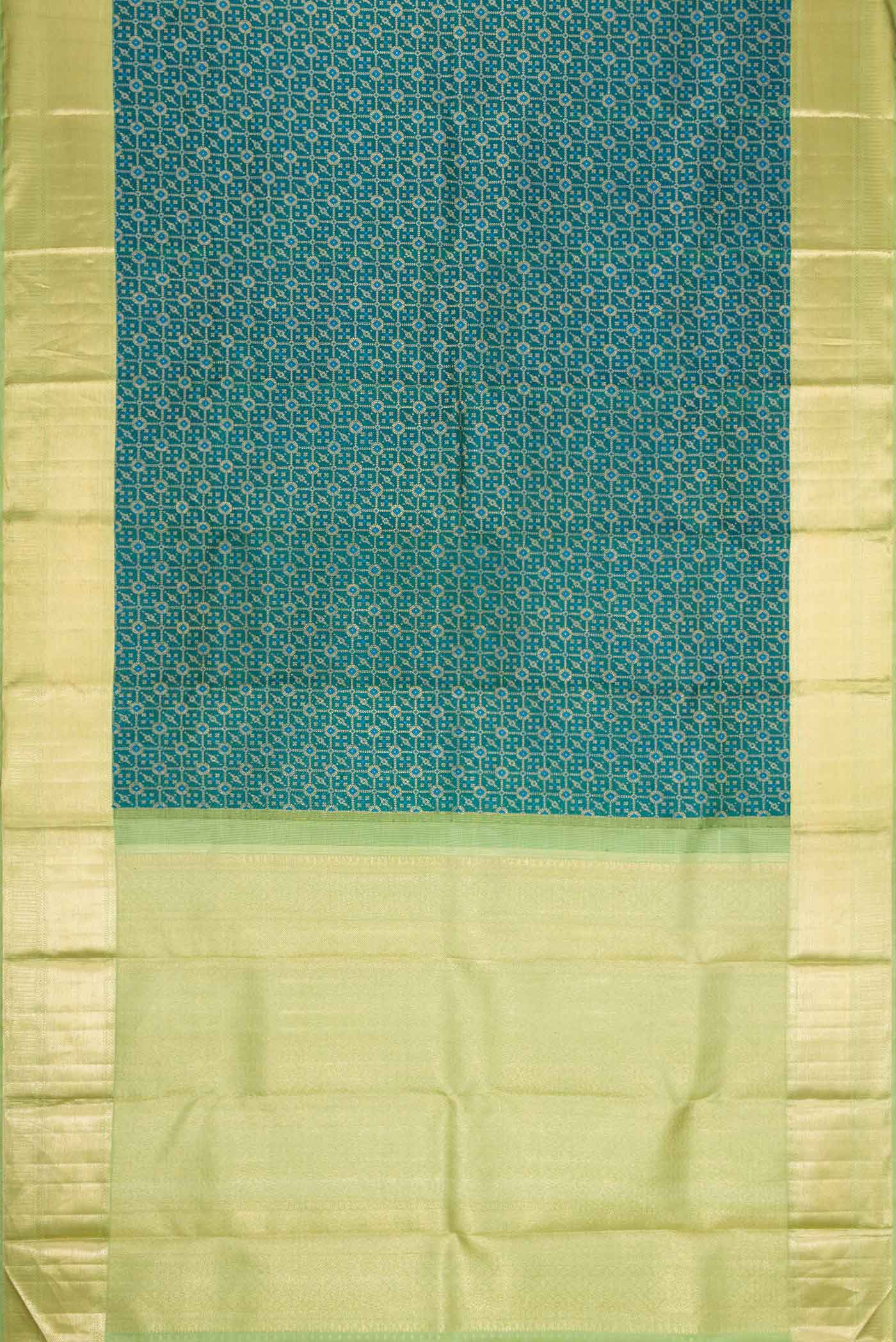 Peacock Blue Dual Tone Kanchipuram Silk Saree - Image 6