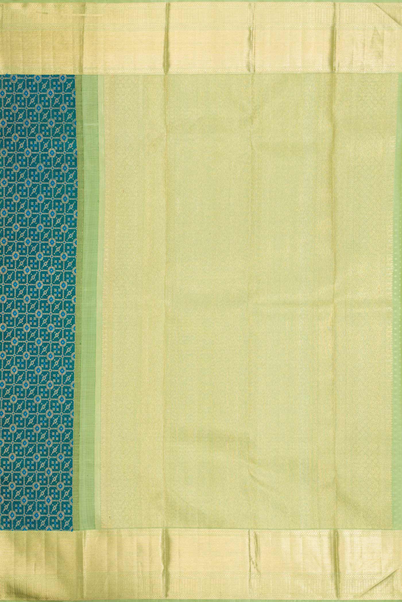 Peacock Blue Dual Tone Kanchipuram Silk Saree - Image 7