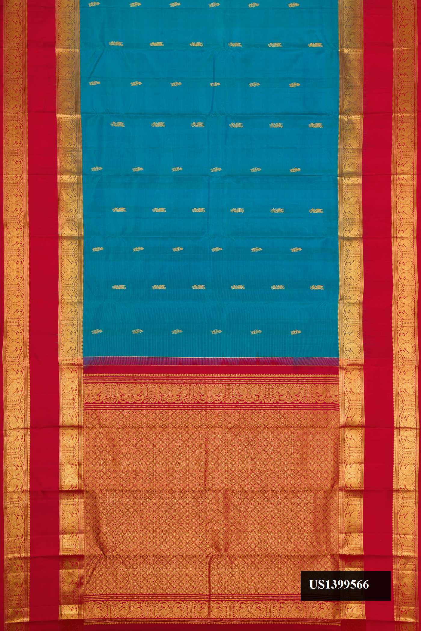 Peacock Blue Dual Tone Kanchipuram Silk Saree