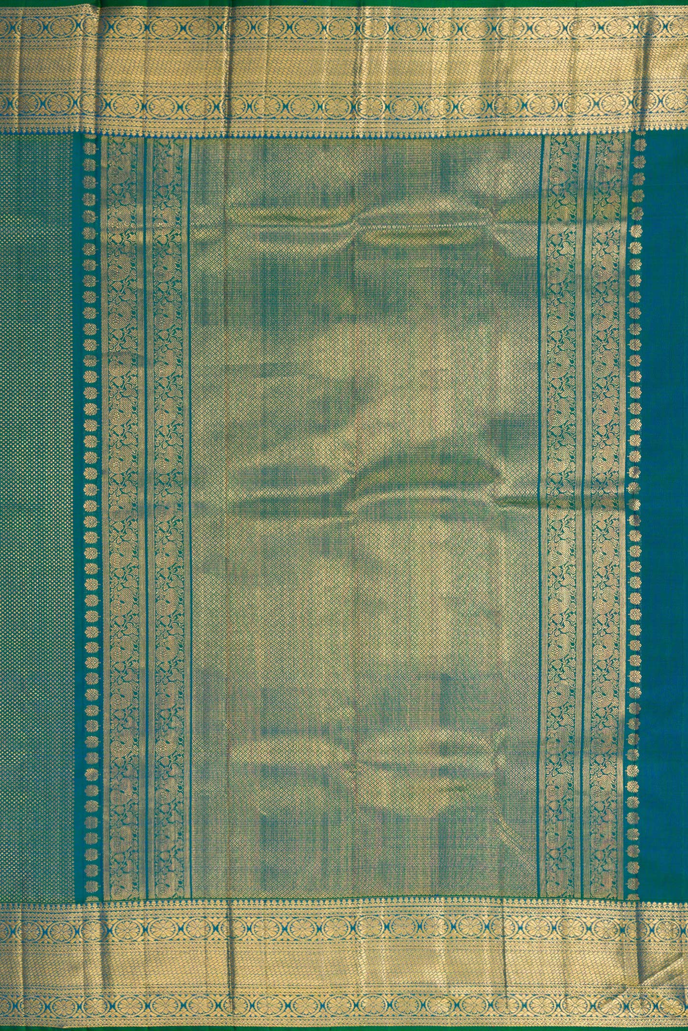 Peacock Blue Dual Tone Kanchipuram Silk Saree - Image 7