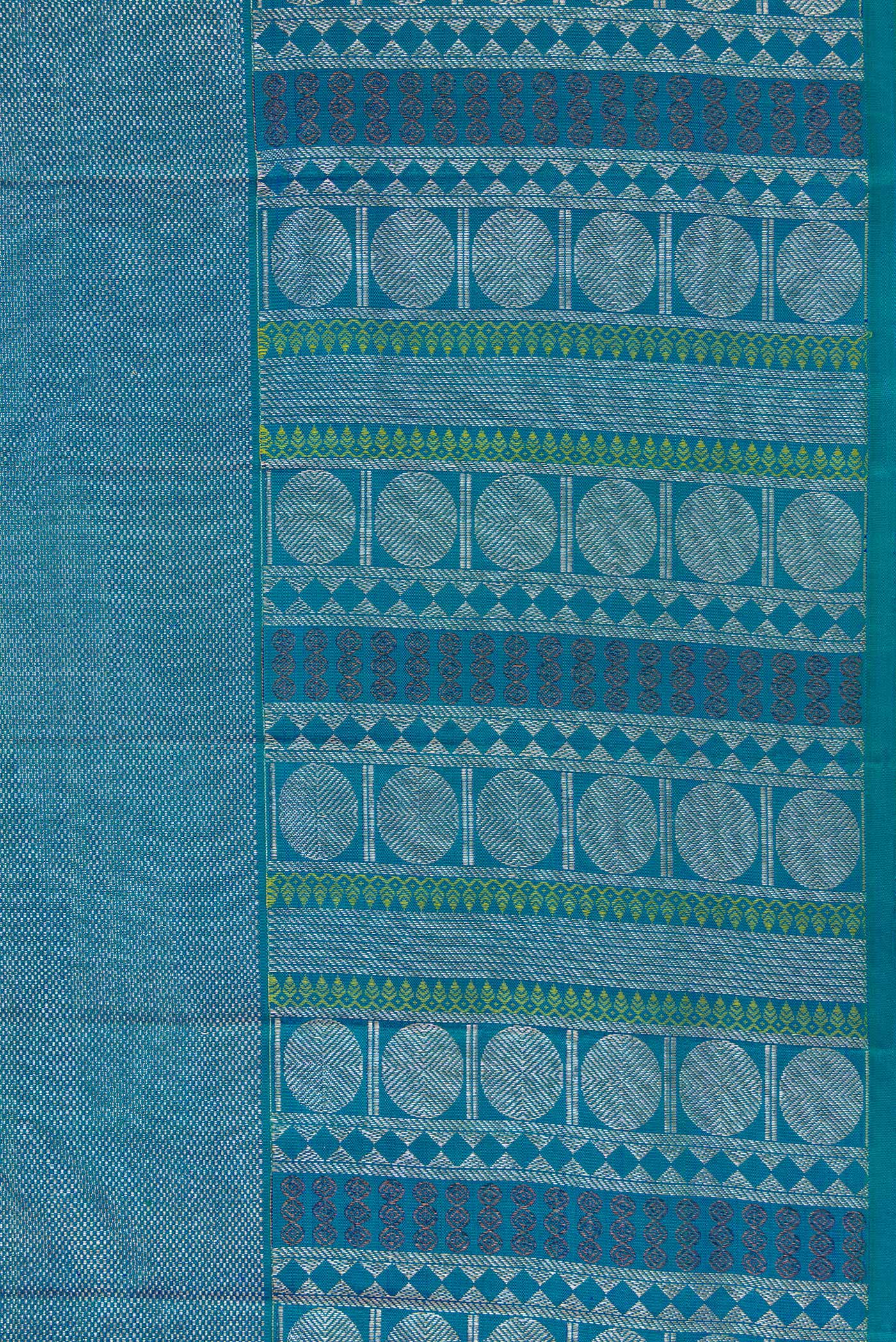 Peacock Blue Dual Tone Kanchipuram Silk Saree - Image 3