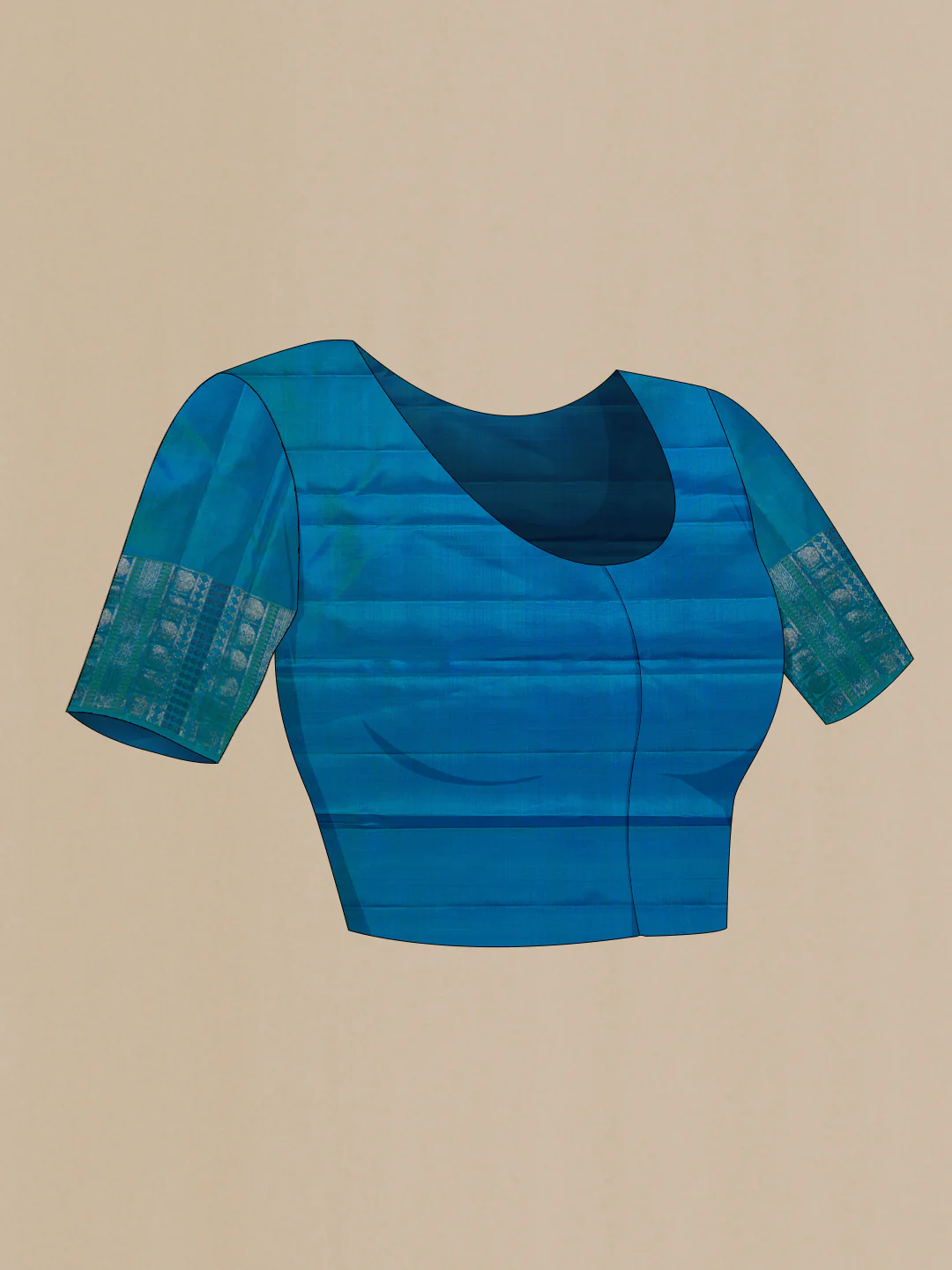 Peacock Blue Dual Tone Kanchipuram Silk Saree - Image 5